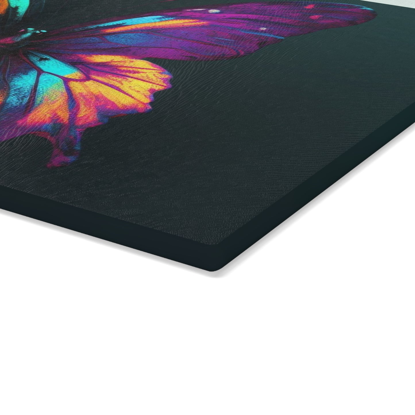 Glass Cutting Board Hyper Colorful Butterfly Purple 3