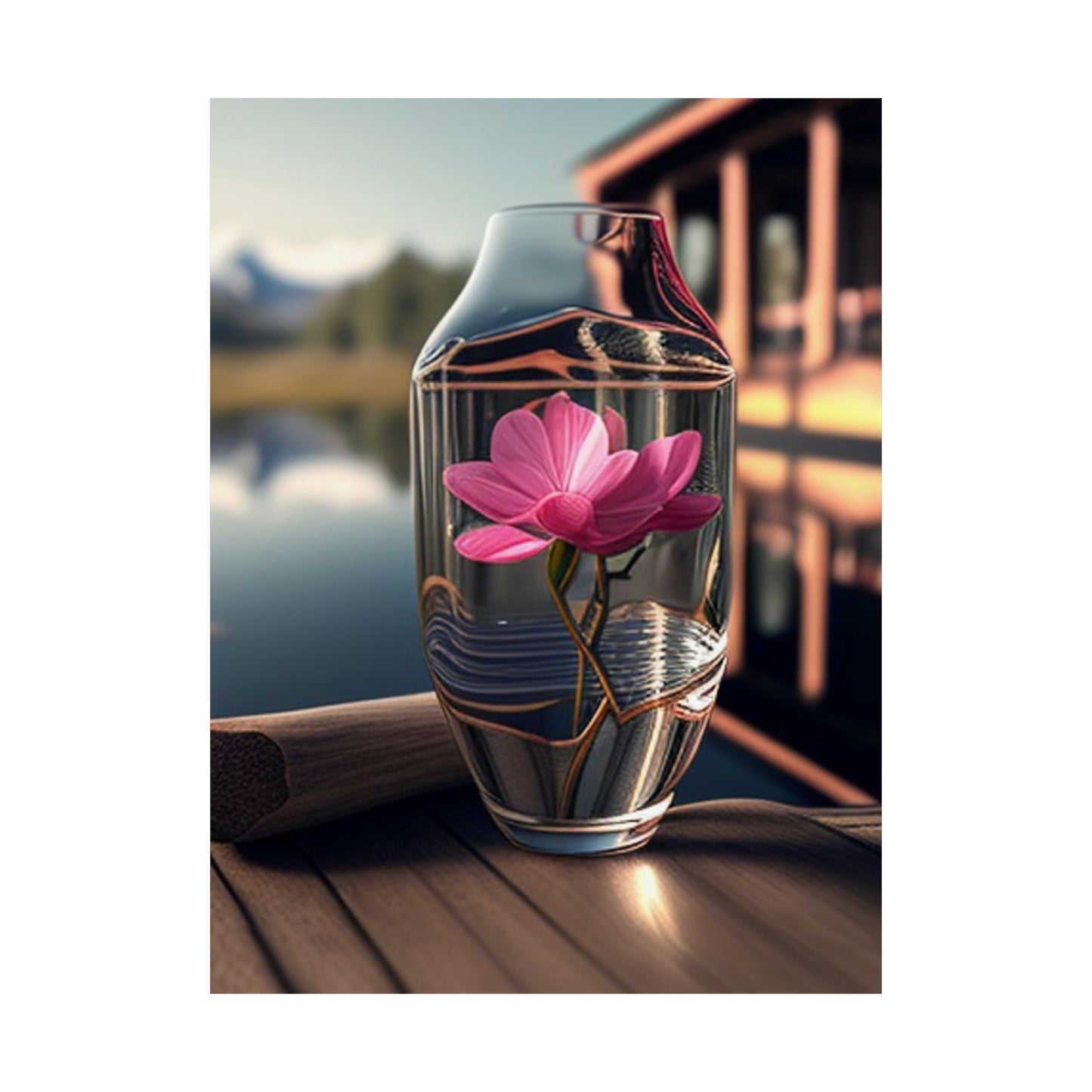 Premium Matte Vertical Posters Magnolia in a Glass vase 3