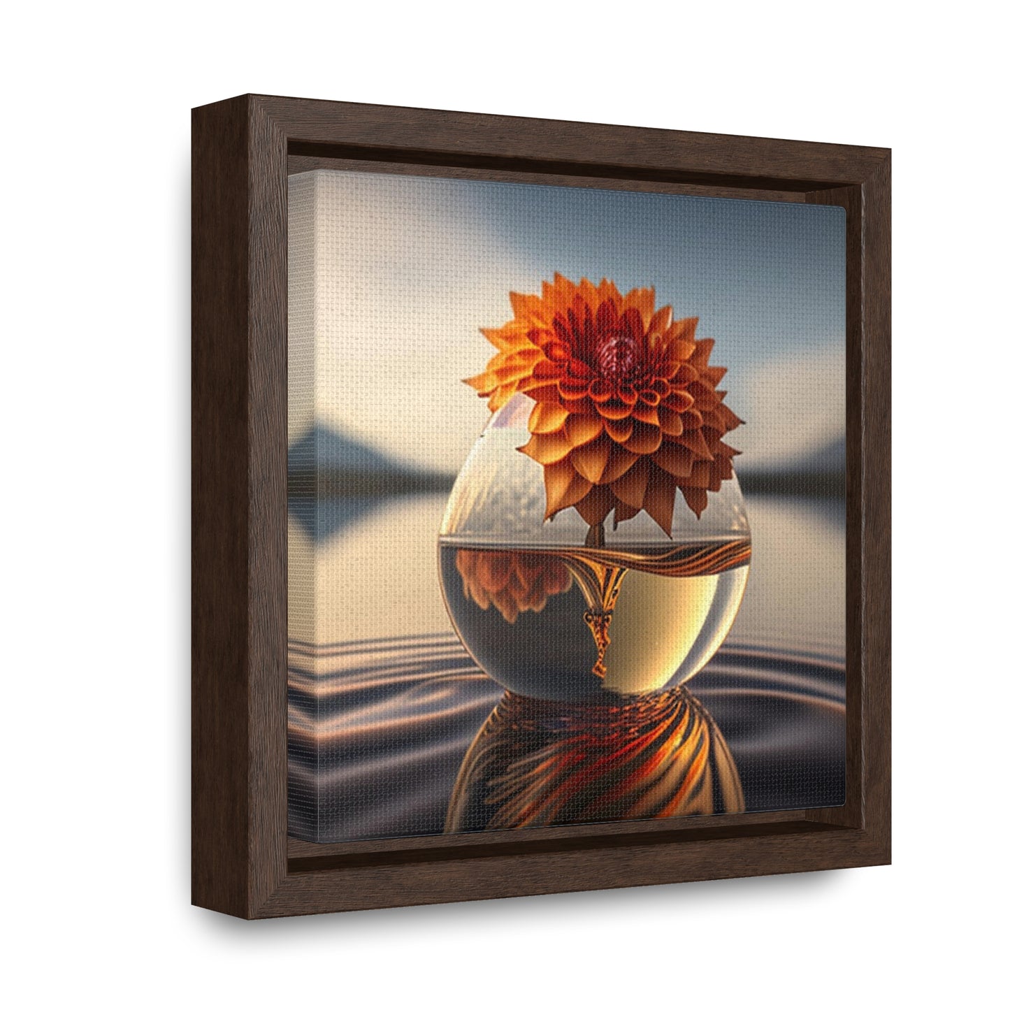 Gallery Canvas Wraps, Square Frame Dahlia Orange 1