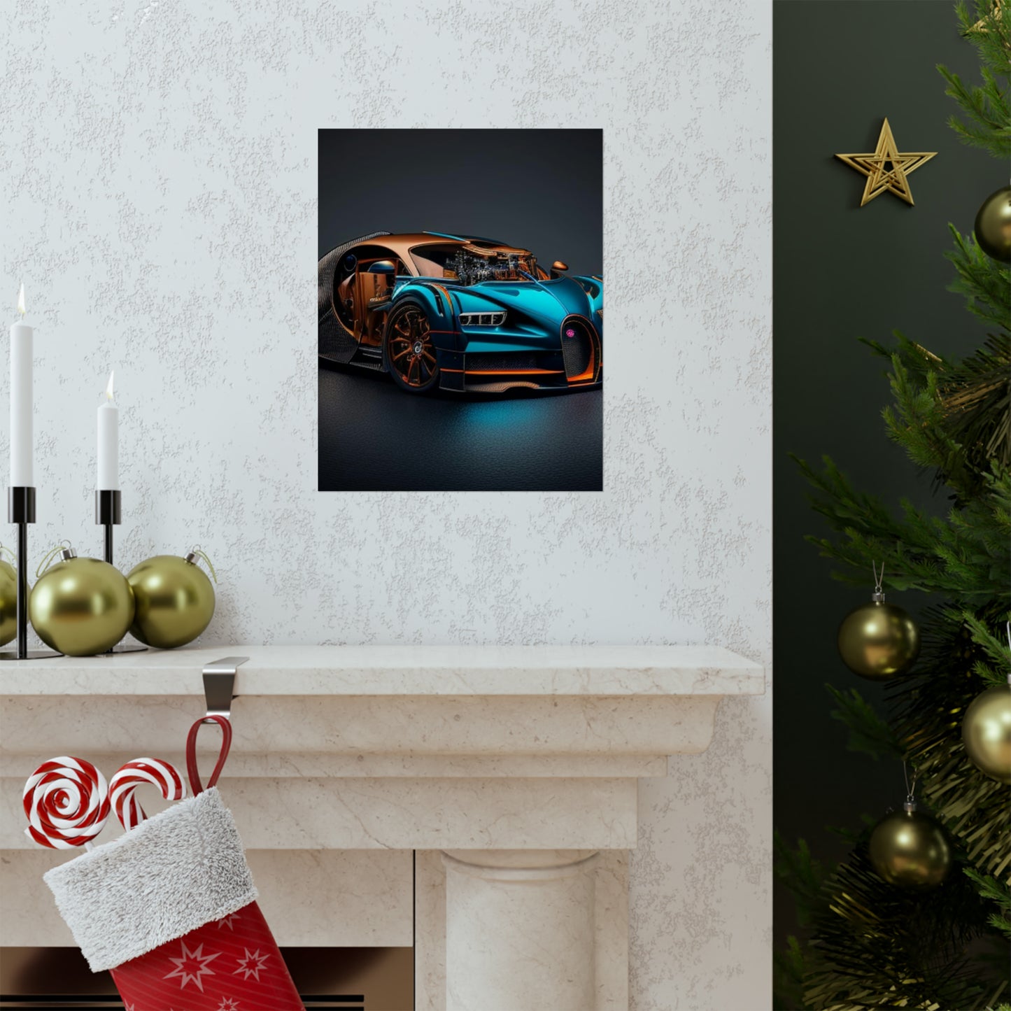 Premium Matte Vertical Posters Bugatti Blue 4