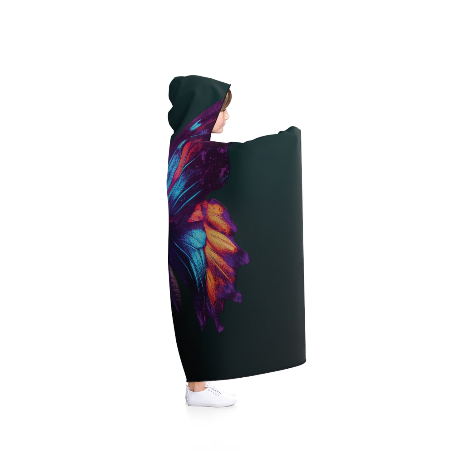 Hooded Blanket Hyper Colorful Butterfly Purple 1