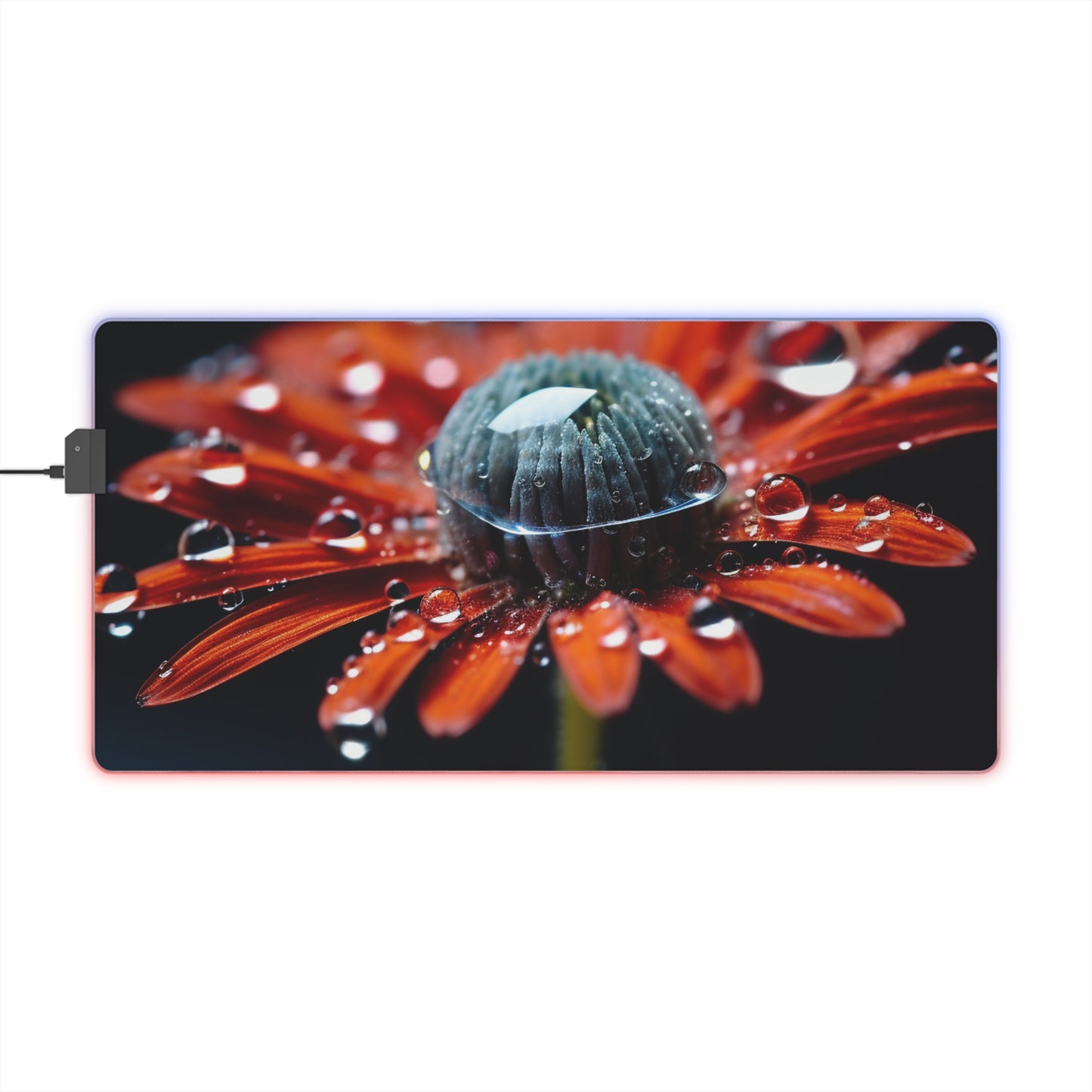 LED Gaming Mouse Pad Water drop Macro Flower 1