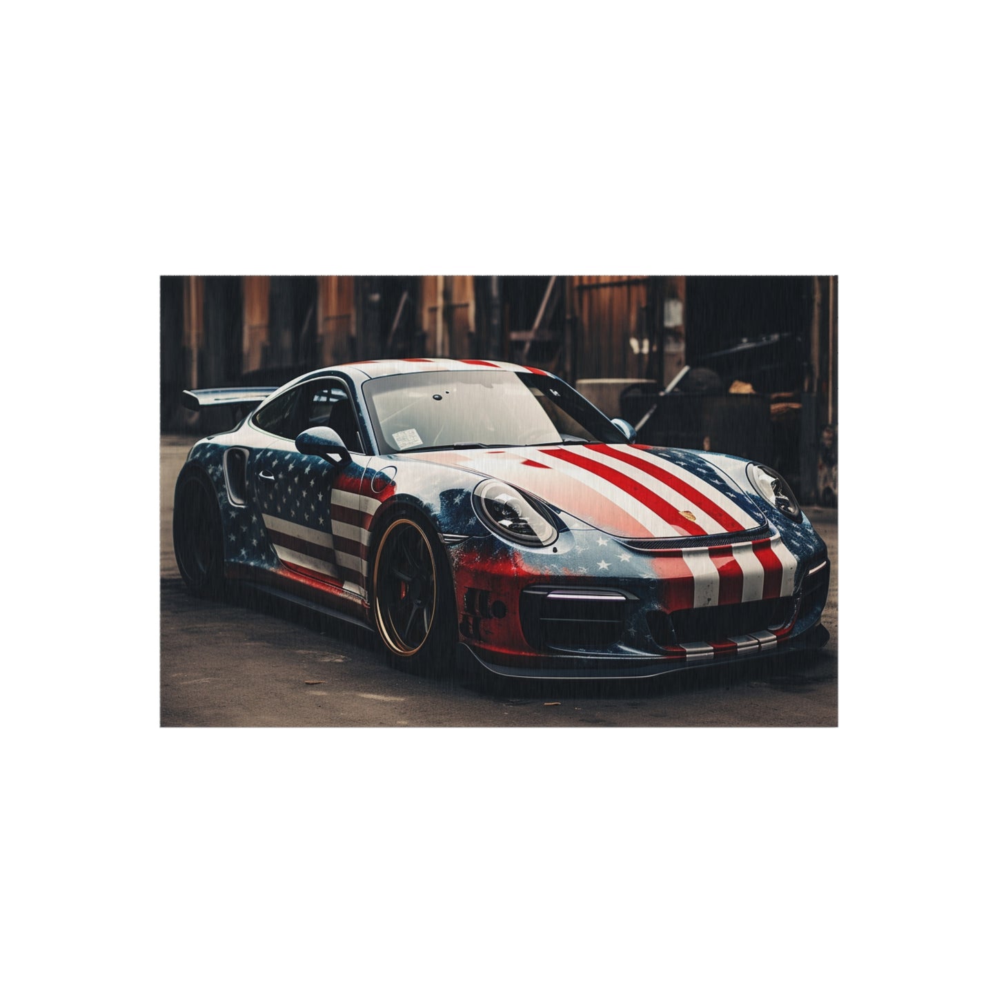 Outdoor Rug  American Flag Porsche 3