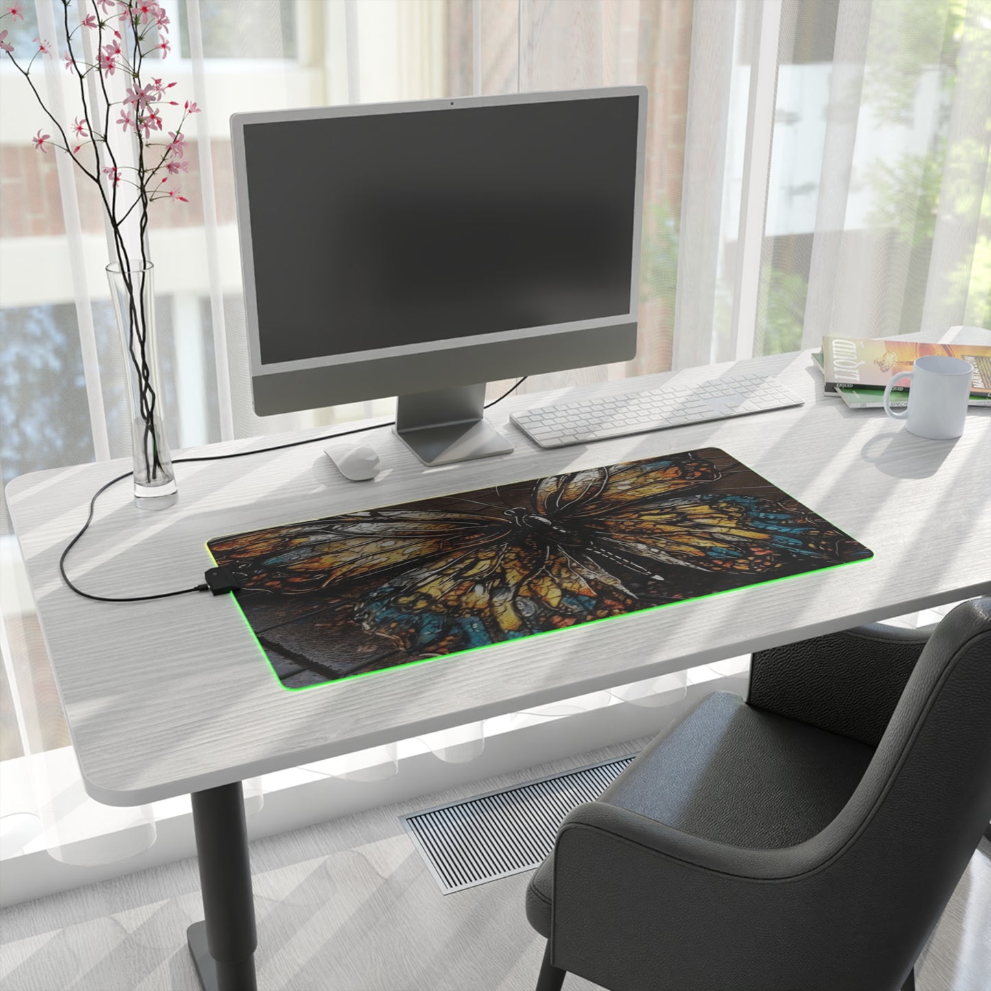 LED Gaming Mouse Pad Water Butterfly Street 1