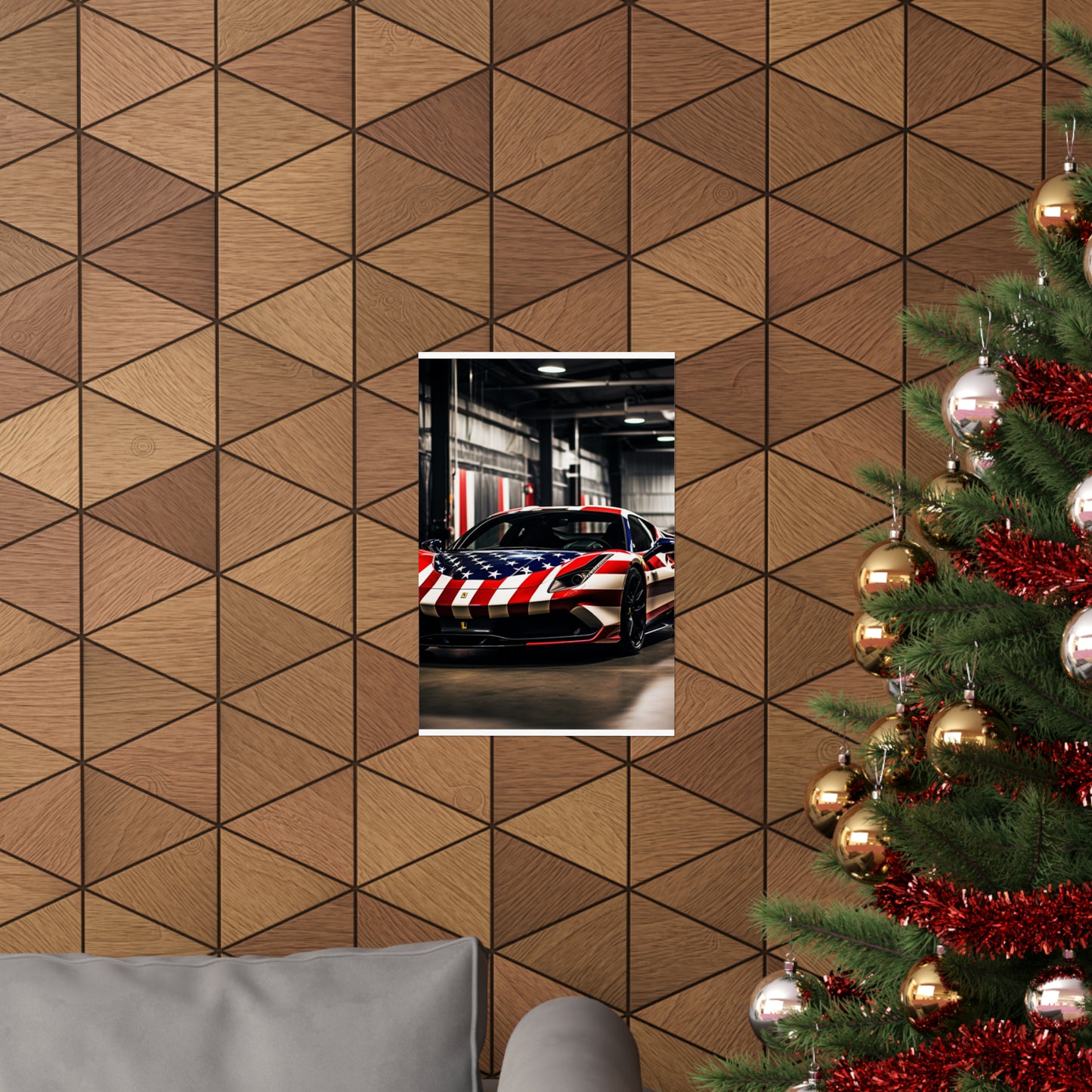 Premium Matte Vertical Posters American Flag Farrari 3