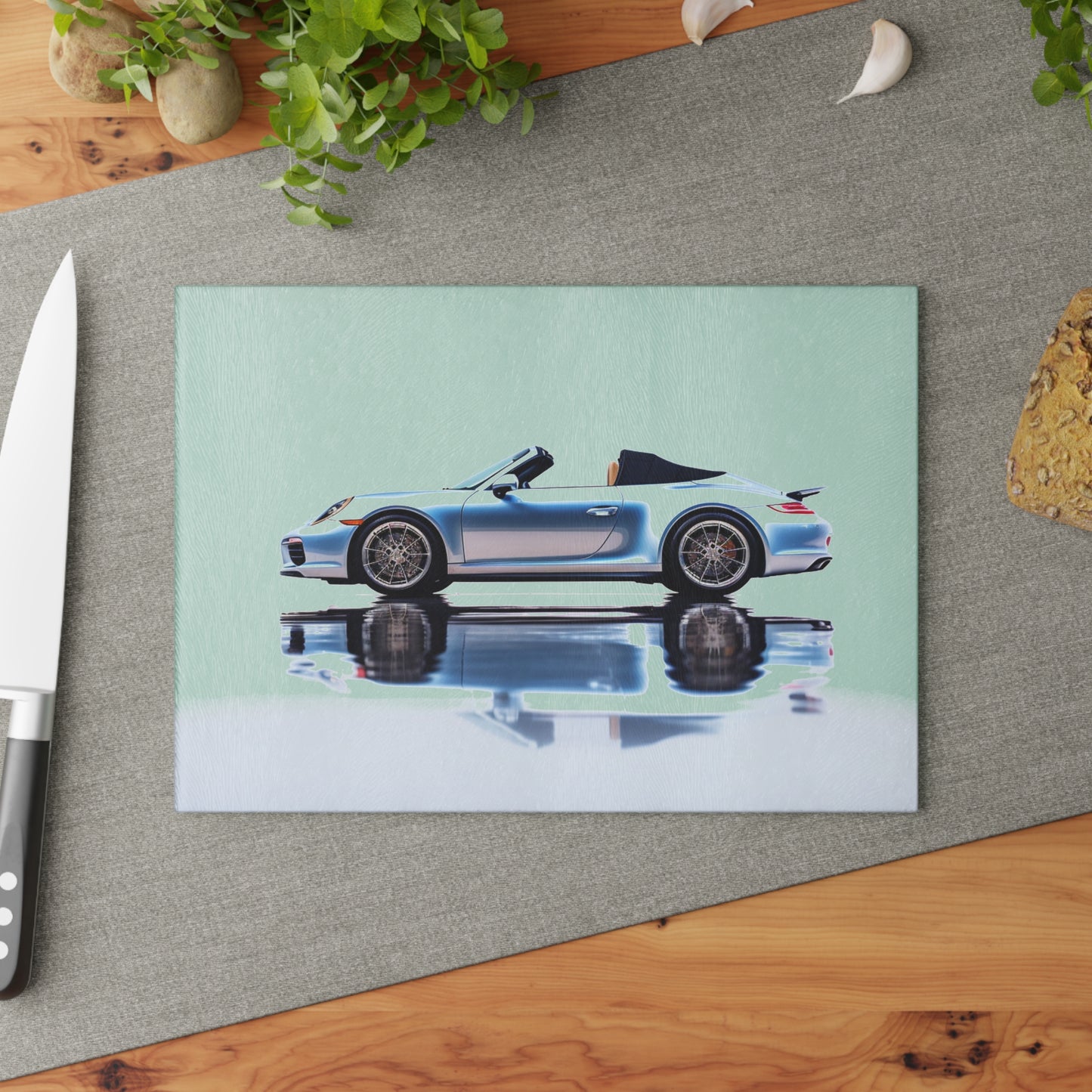 Glass Cutting Board 911 Speedster on water 1