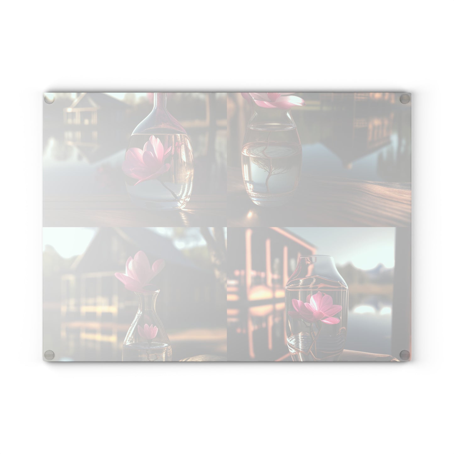 Glass Cutting Board Magnolia in a Glass vase 5