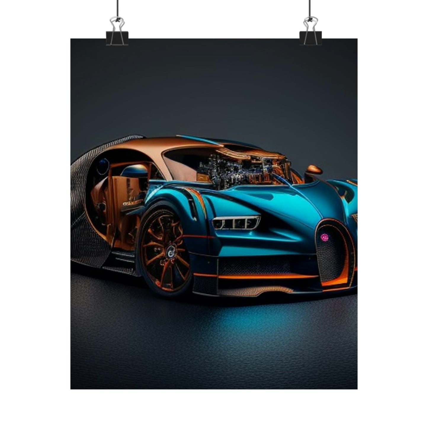 Premium Matte Vertical Posters Bugatti Blue 4