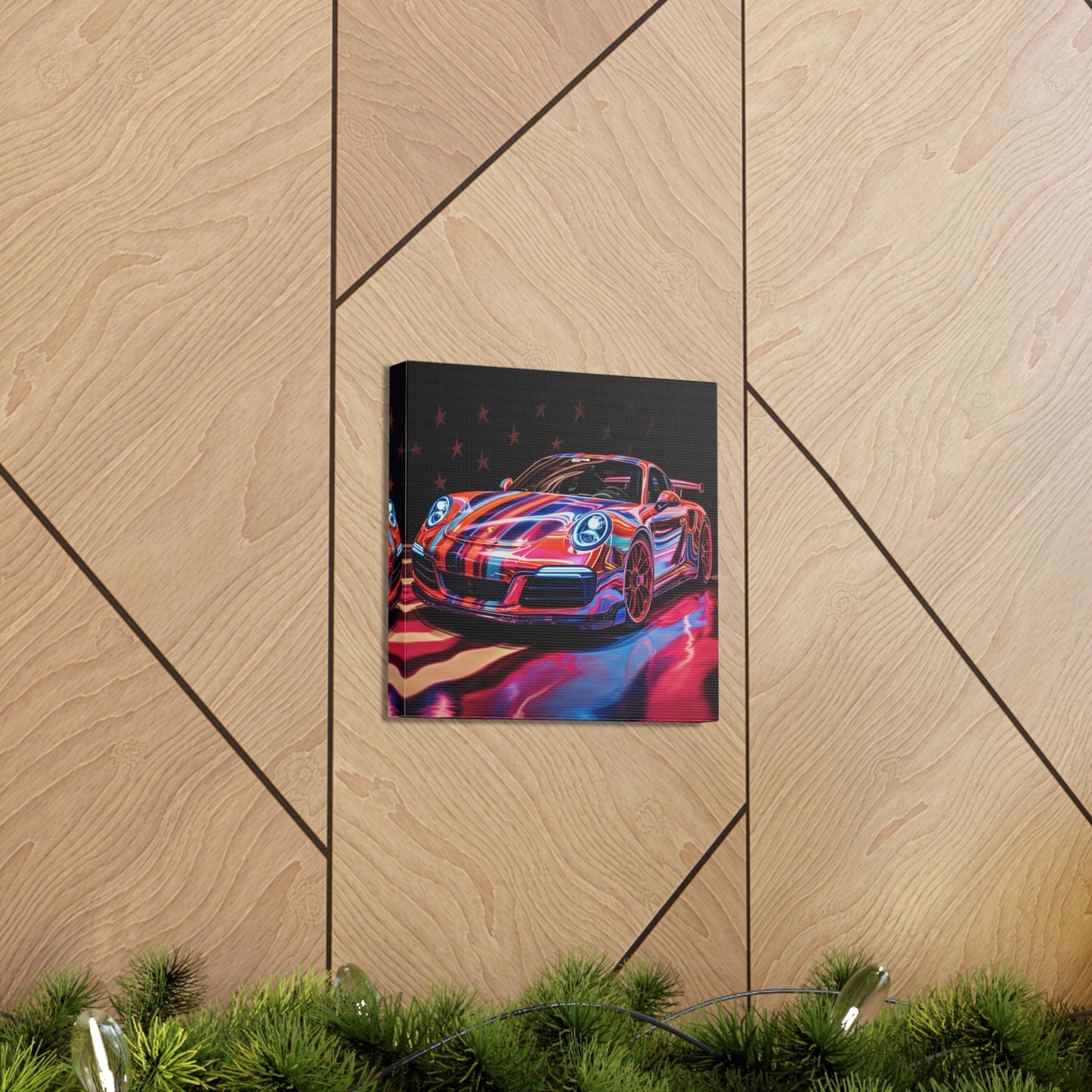 Canvas Gallery Wraps Macro American Flag Porsche 4