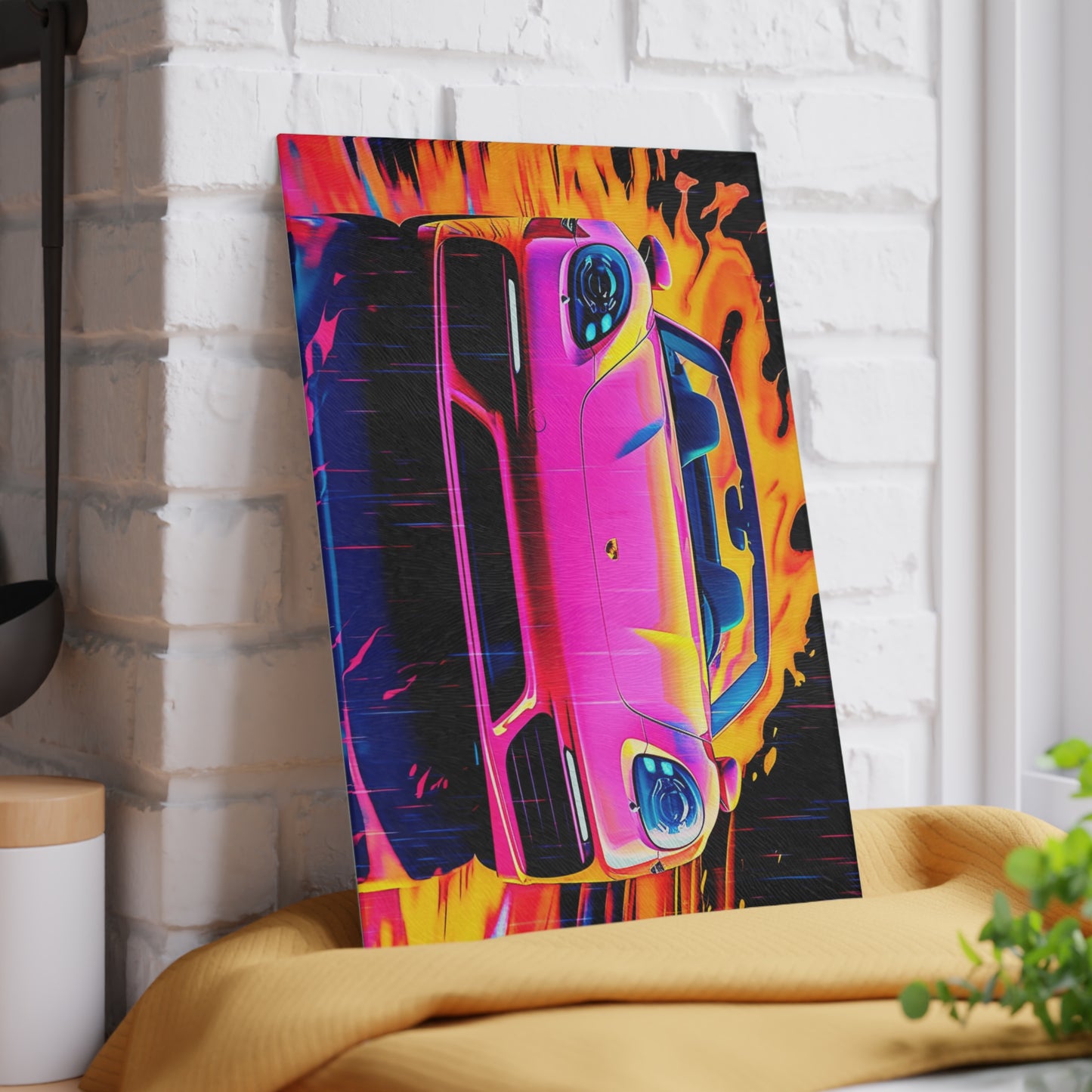 Glass Cutting Board Pink Porsche water fusion 1