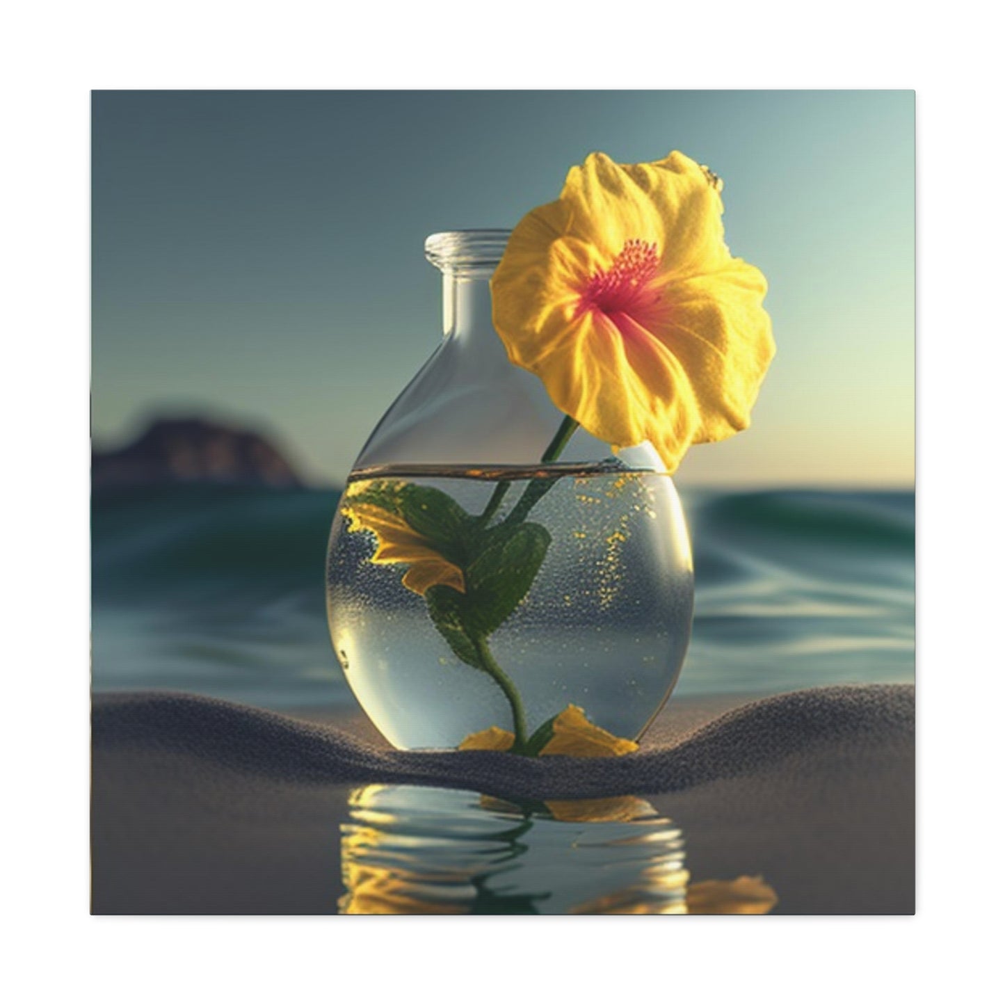 Canvas Gallery Wraps Yellow Hibiscus glass 2