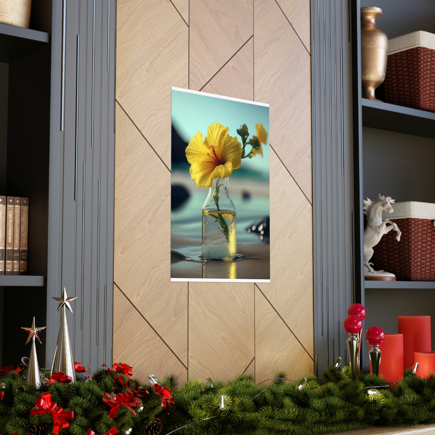 Premium Matte Vertical Posters Yellow Hibiscus glass 3