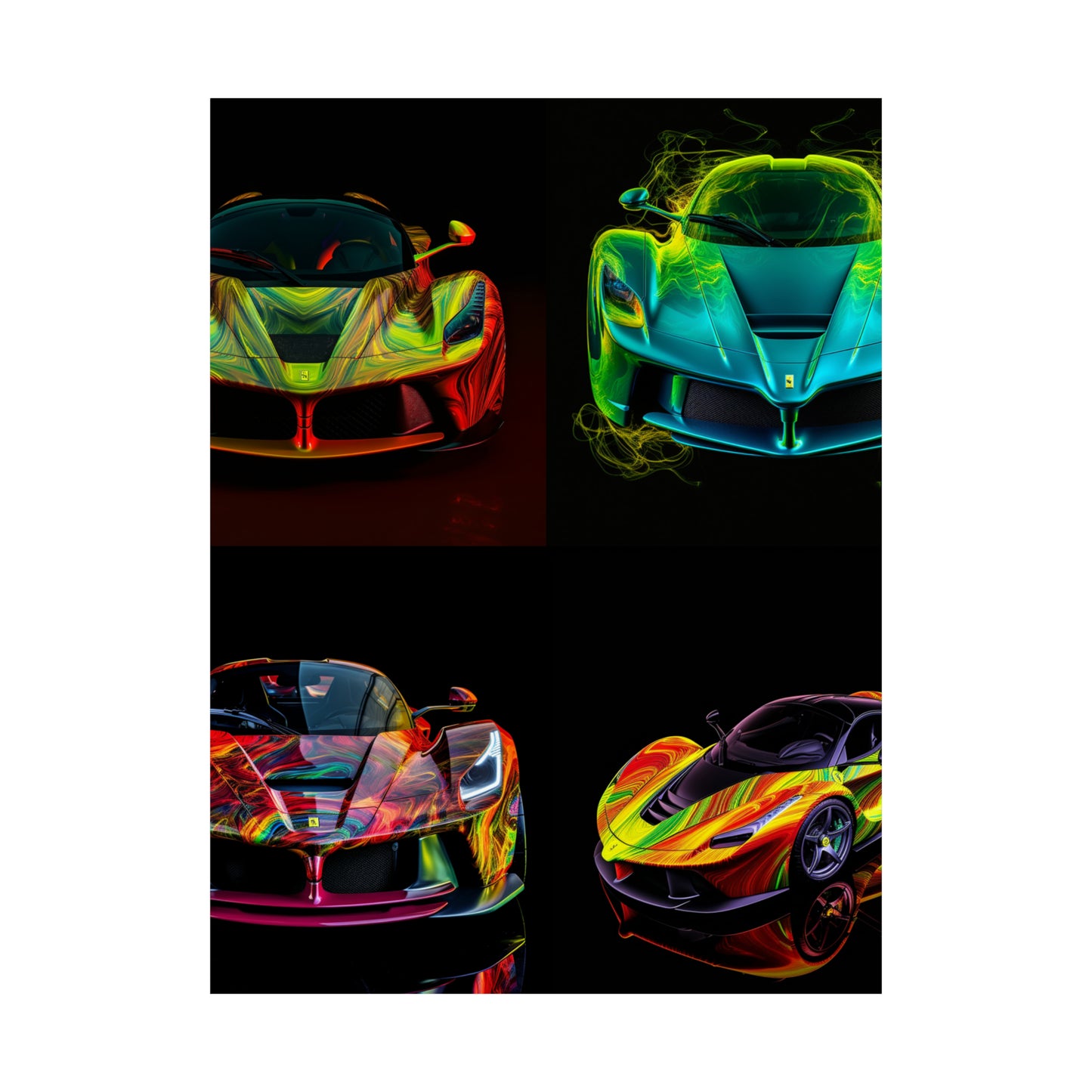 Premium Matte Vertical Posters Ferrari Neon 5