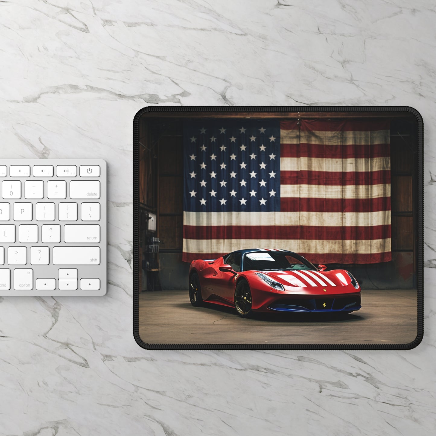 Gaming Mouse Pad  American Flag Farrari 4