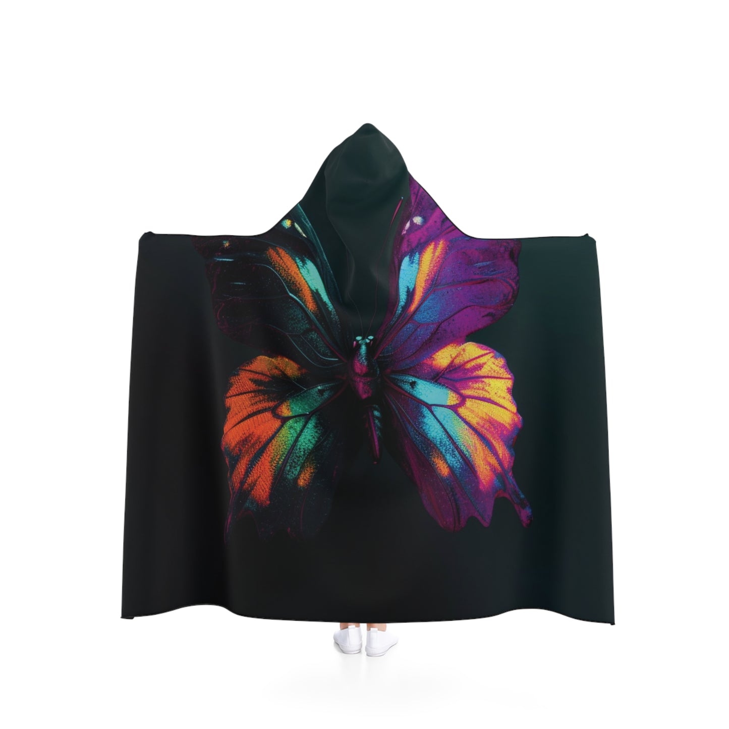 Hooded Blanket Hyper Colorful Butterfly Purple 3