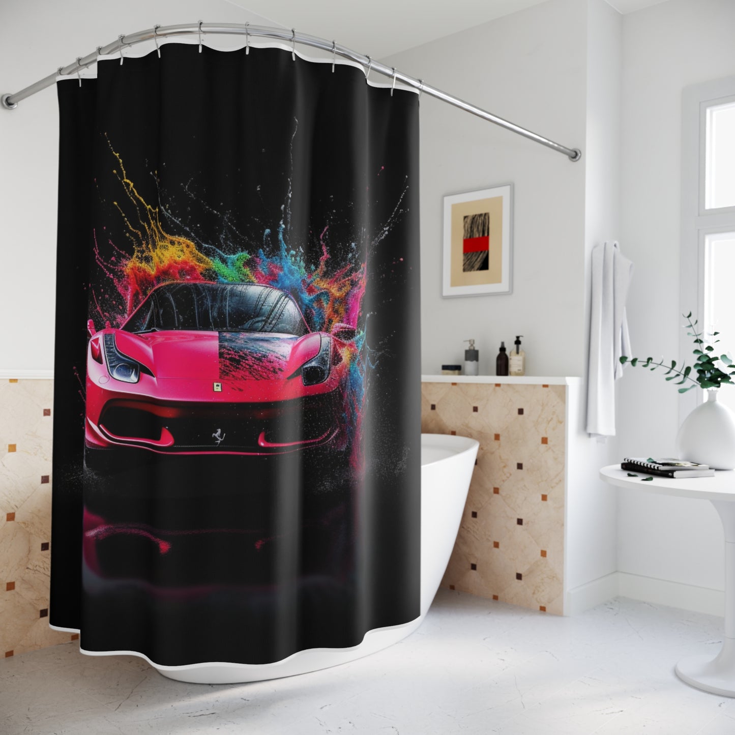 Polyester Shower Curtain Ferrari Water Splash 2