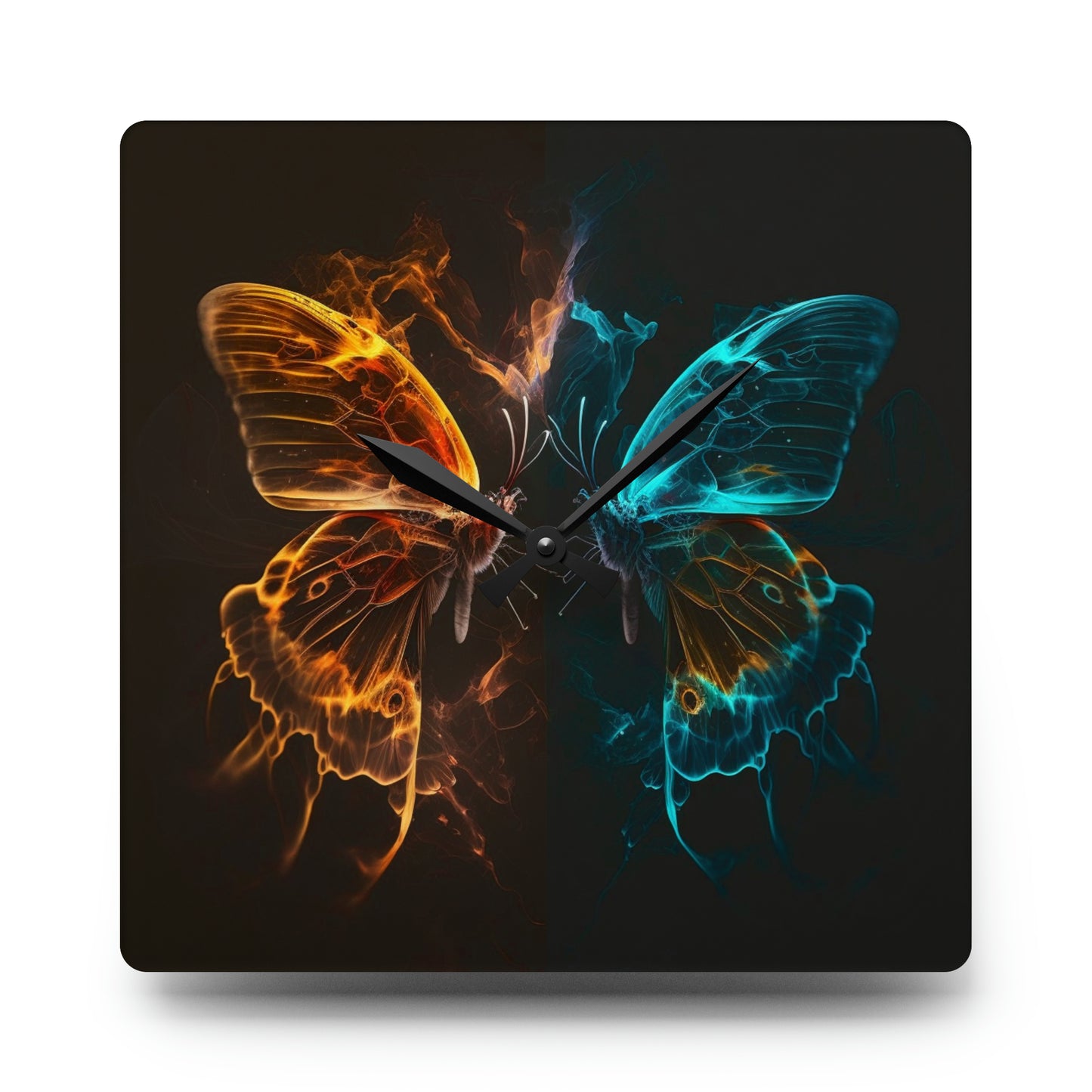 Acrylic Wall Clock Kiss Neon Butterfly 6