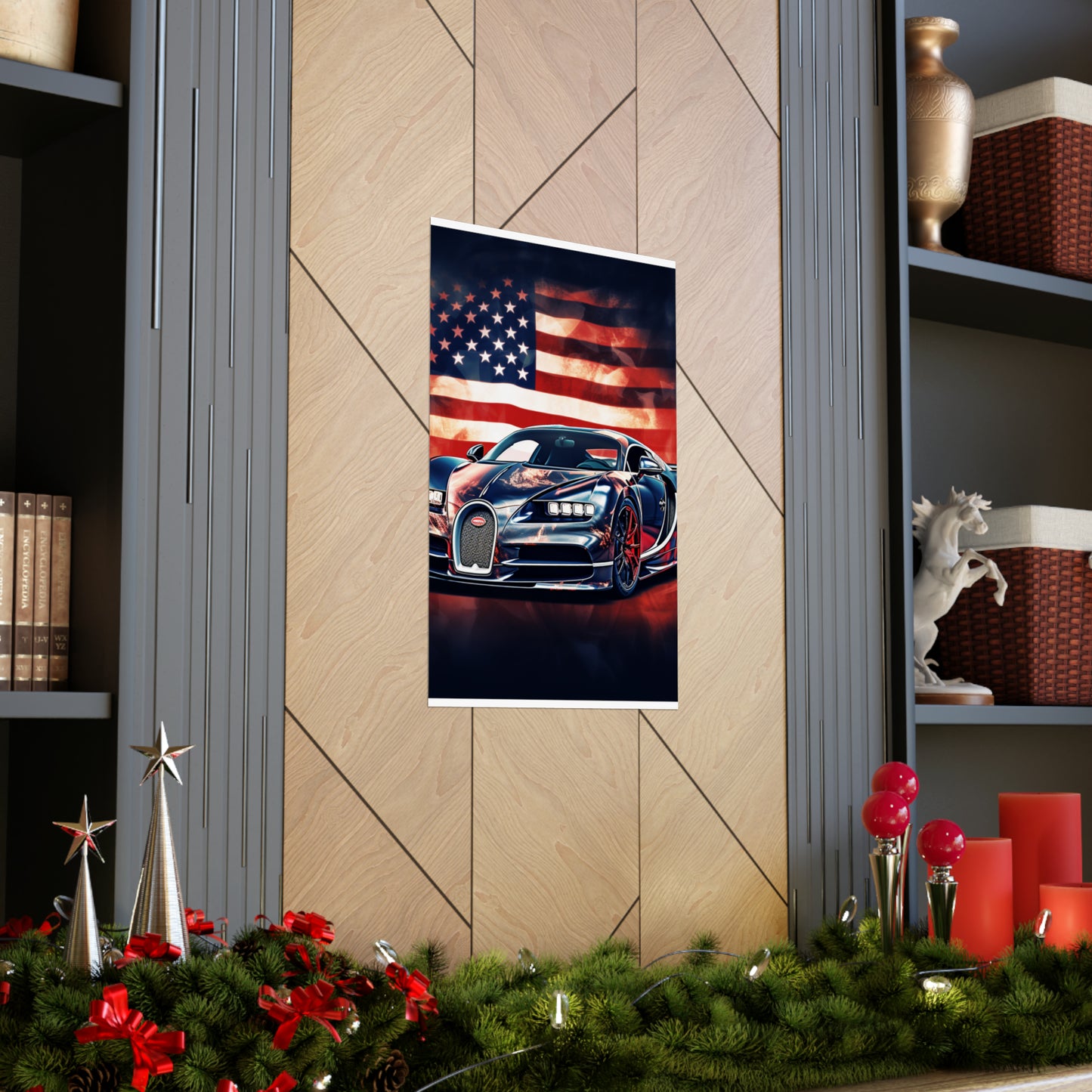 Premium Matte Vertical Posters Abstract American Flag Background Bugatti 4