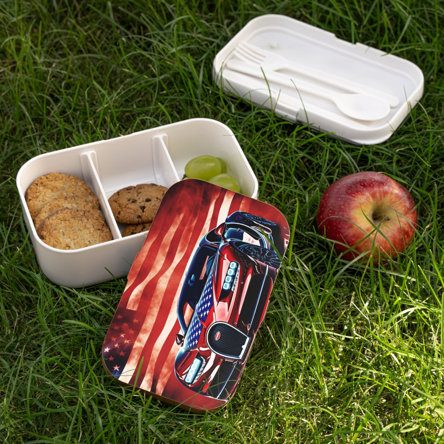 Bento Lunch Box Abstract American Flag Background Bugatti 3