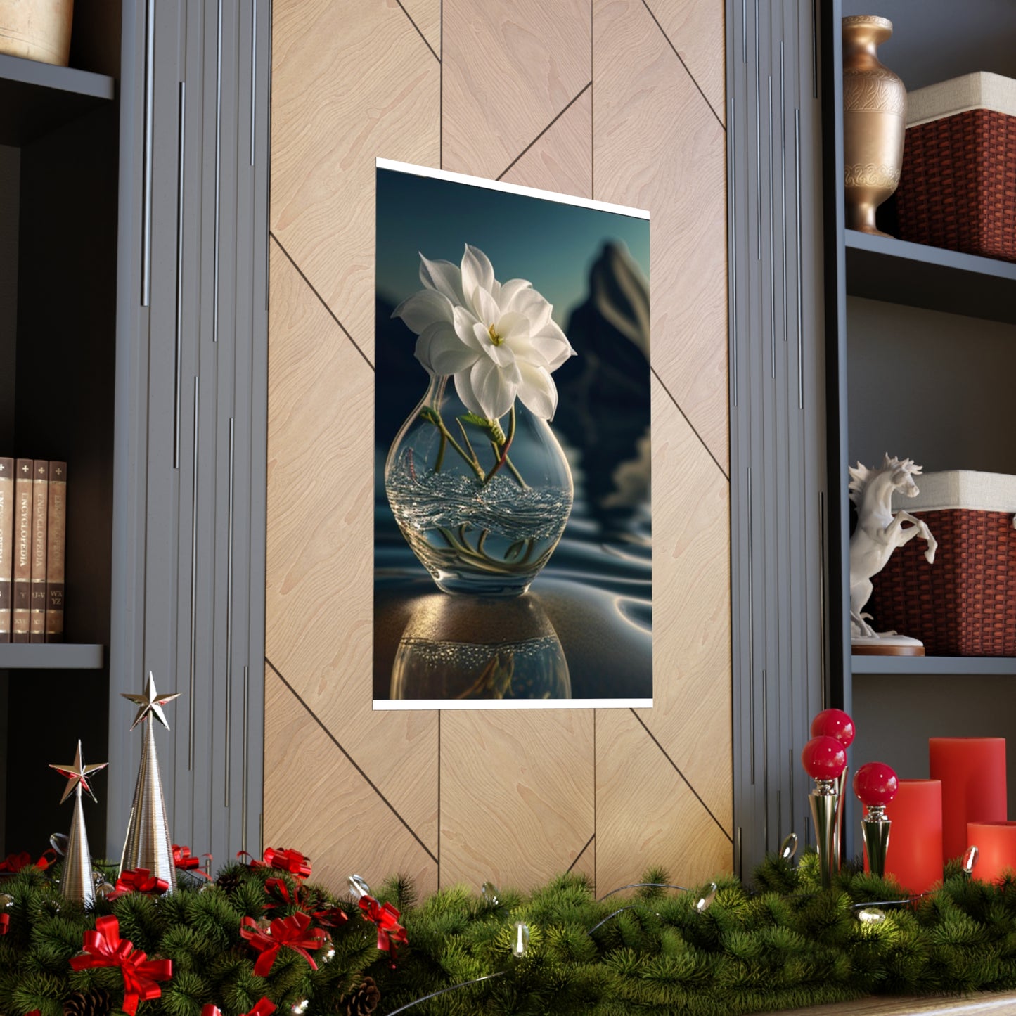 Premium Matte Vertical Posters Jasmine glass vase 4