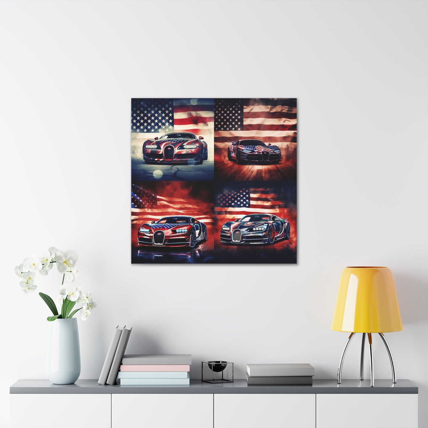 Canvas Gallery Wraps Abstract American Flag Background Bugatti 5