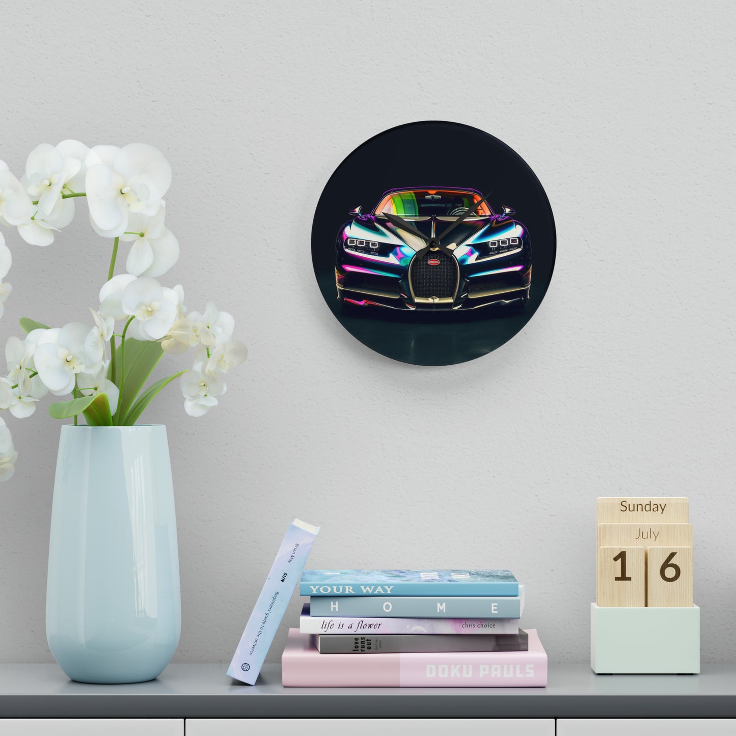 Acrylic Wall Clock Hyper Bugatti Chiron 4