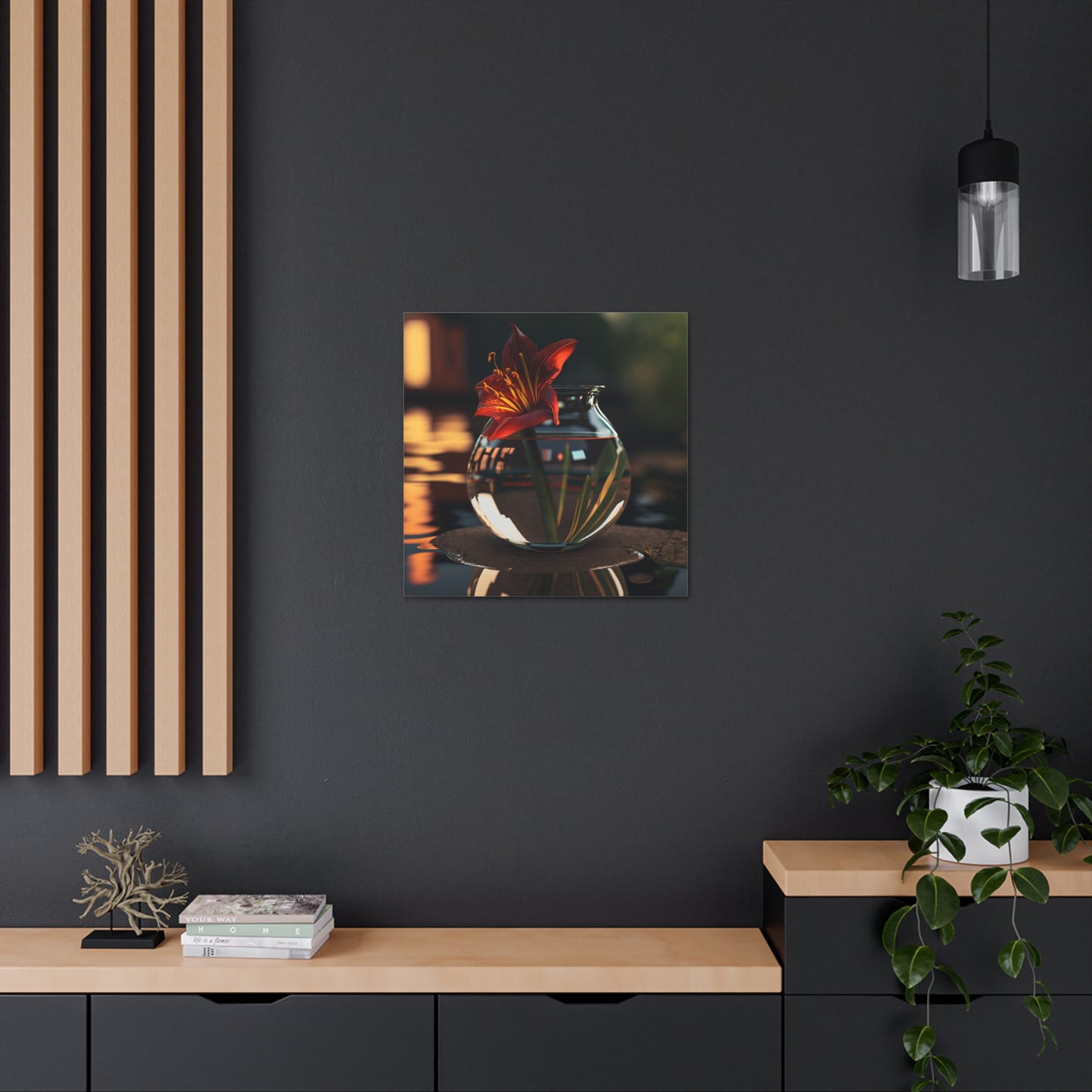 Canvas Gallery Wraps Red Lily in a Glass vase 2
