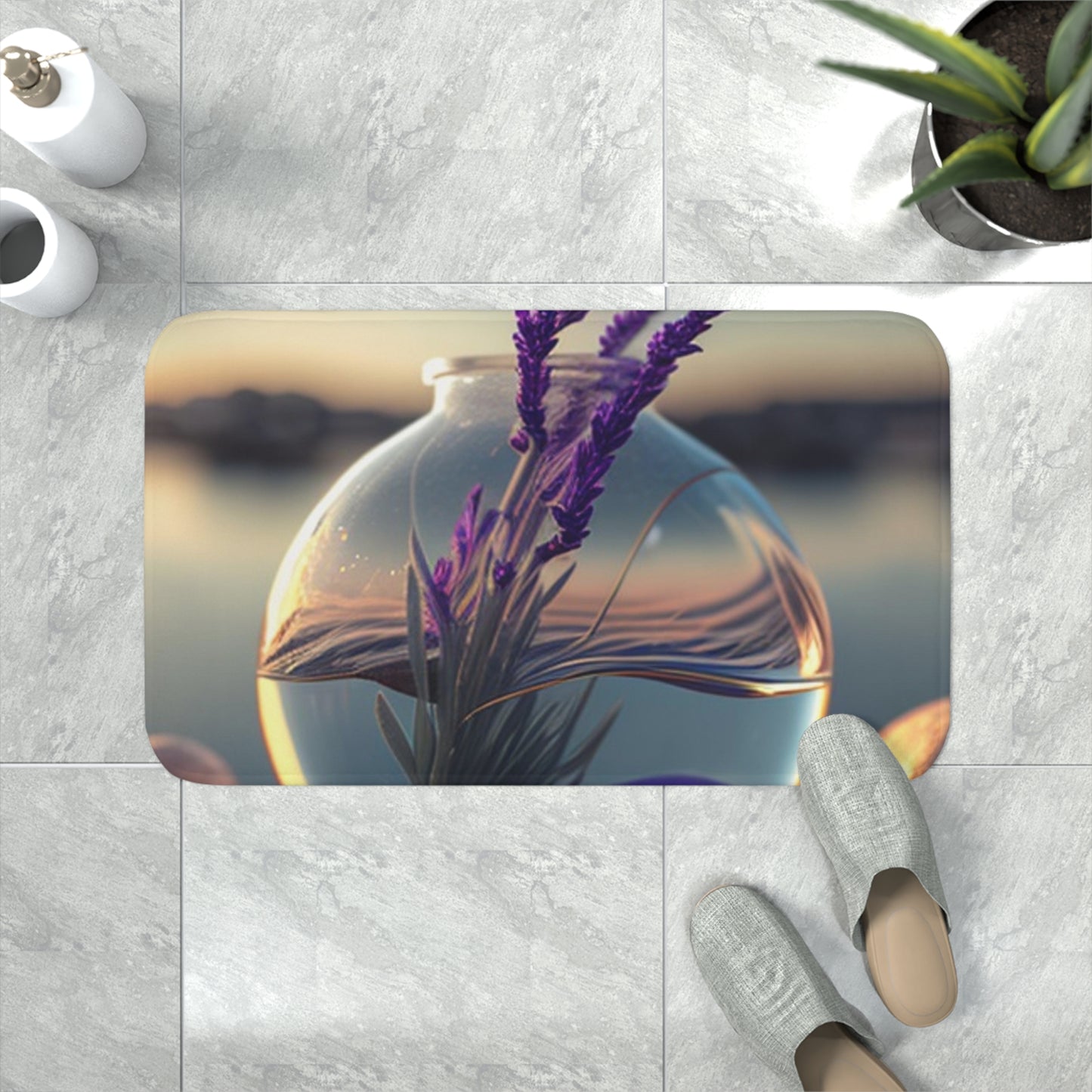 Memory Foam Bath Mat Lavender in a vase 3