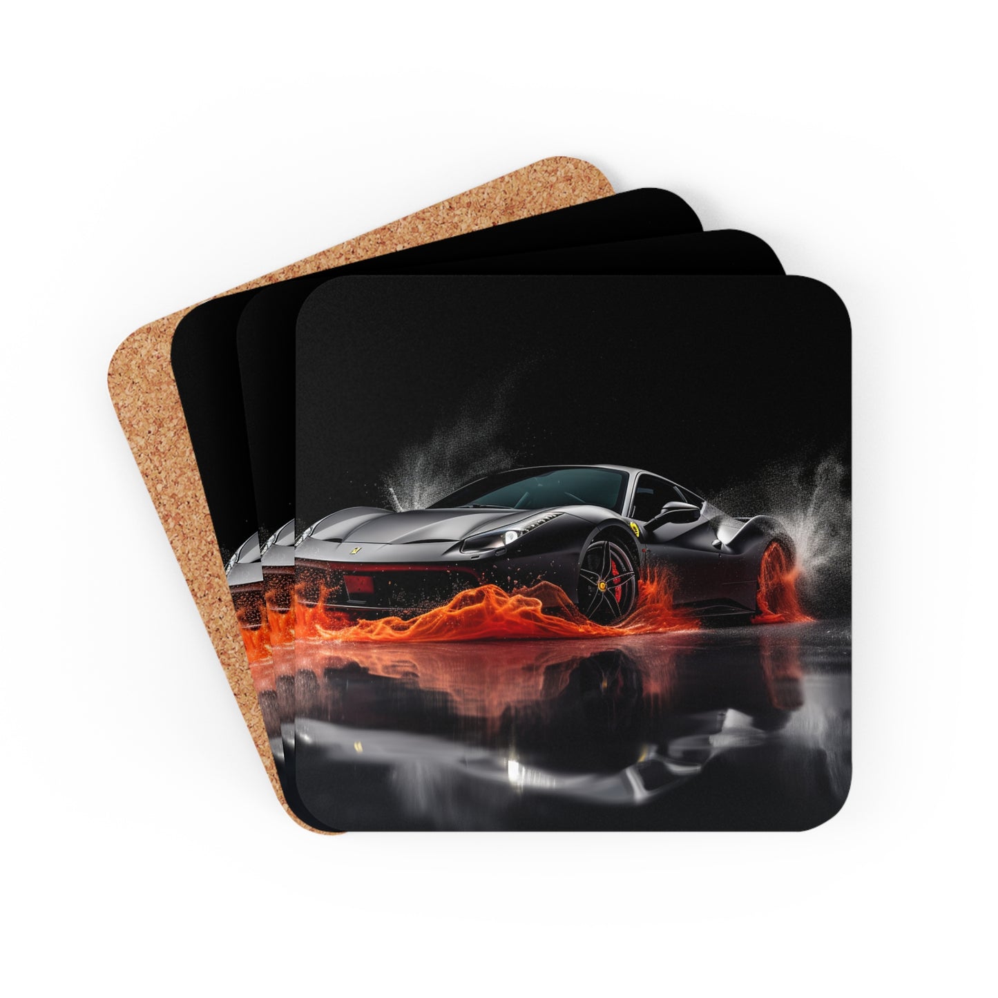 Corkwood Coaster Set Ferrari Water Splash 3