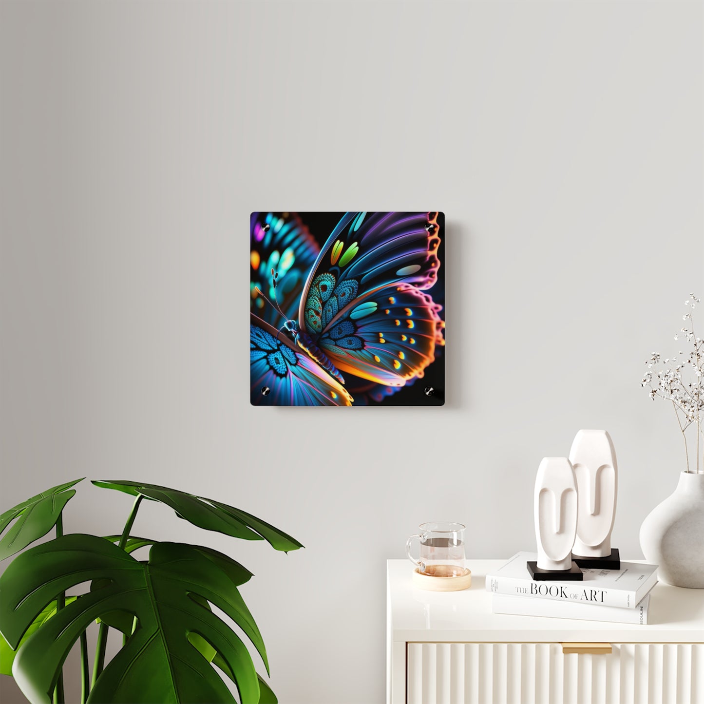 Acrylic Wall Art Panels Neon Butterfly Macro 2