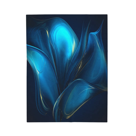 Velveteen Plush Blanket Abstract Blue Tulip 2