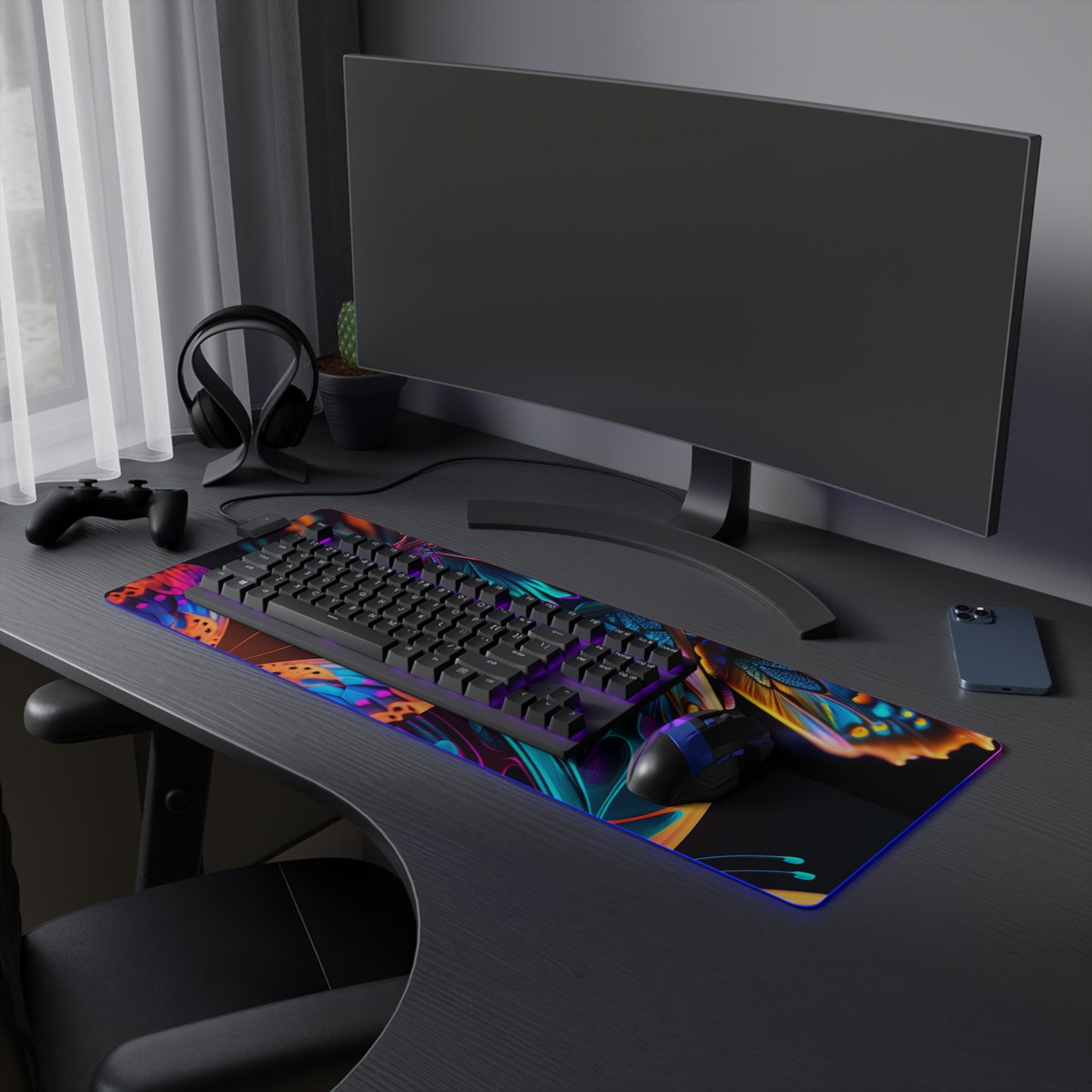 LED Gaming Mouse Pad Neon Butterfly Macro 5