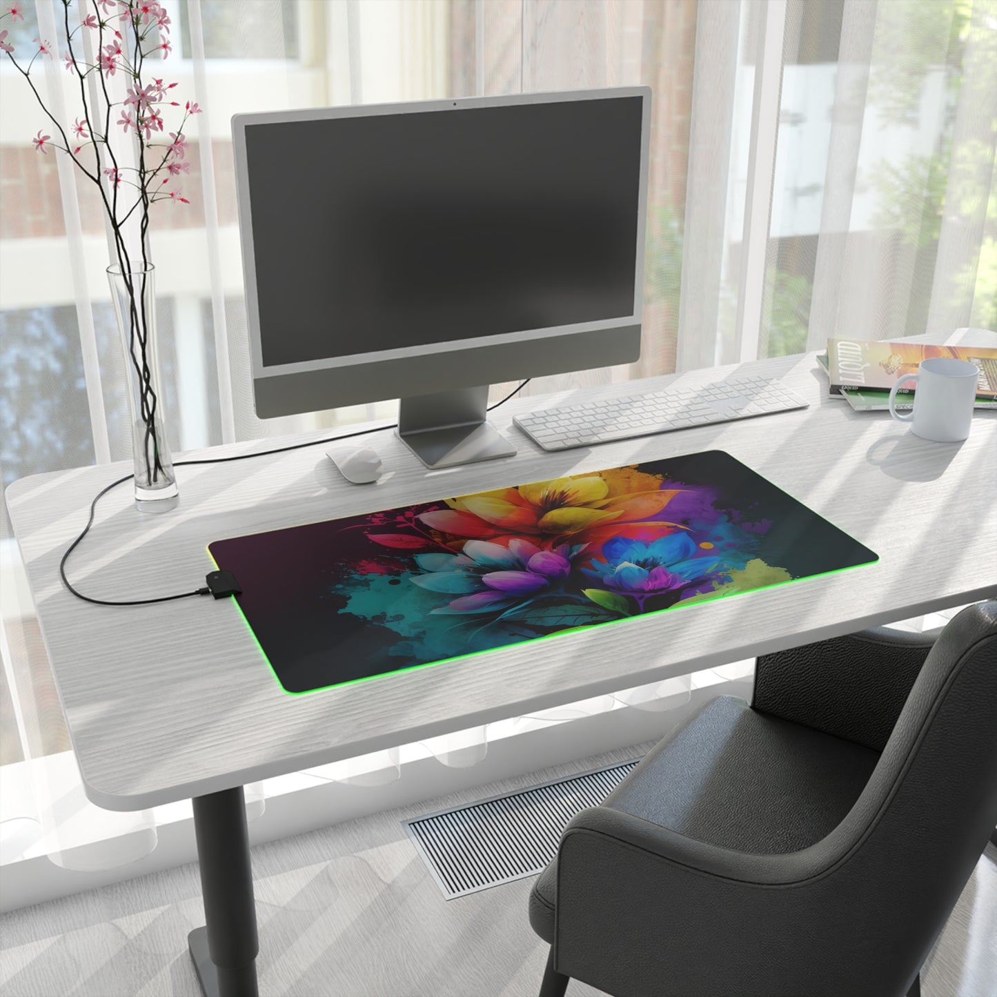 LED Gaming Mouse Pad Bright Spring Flowers 3