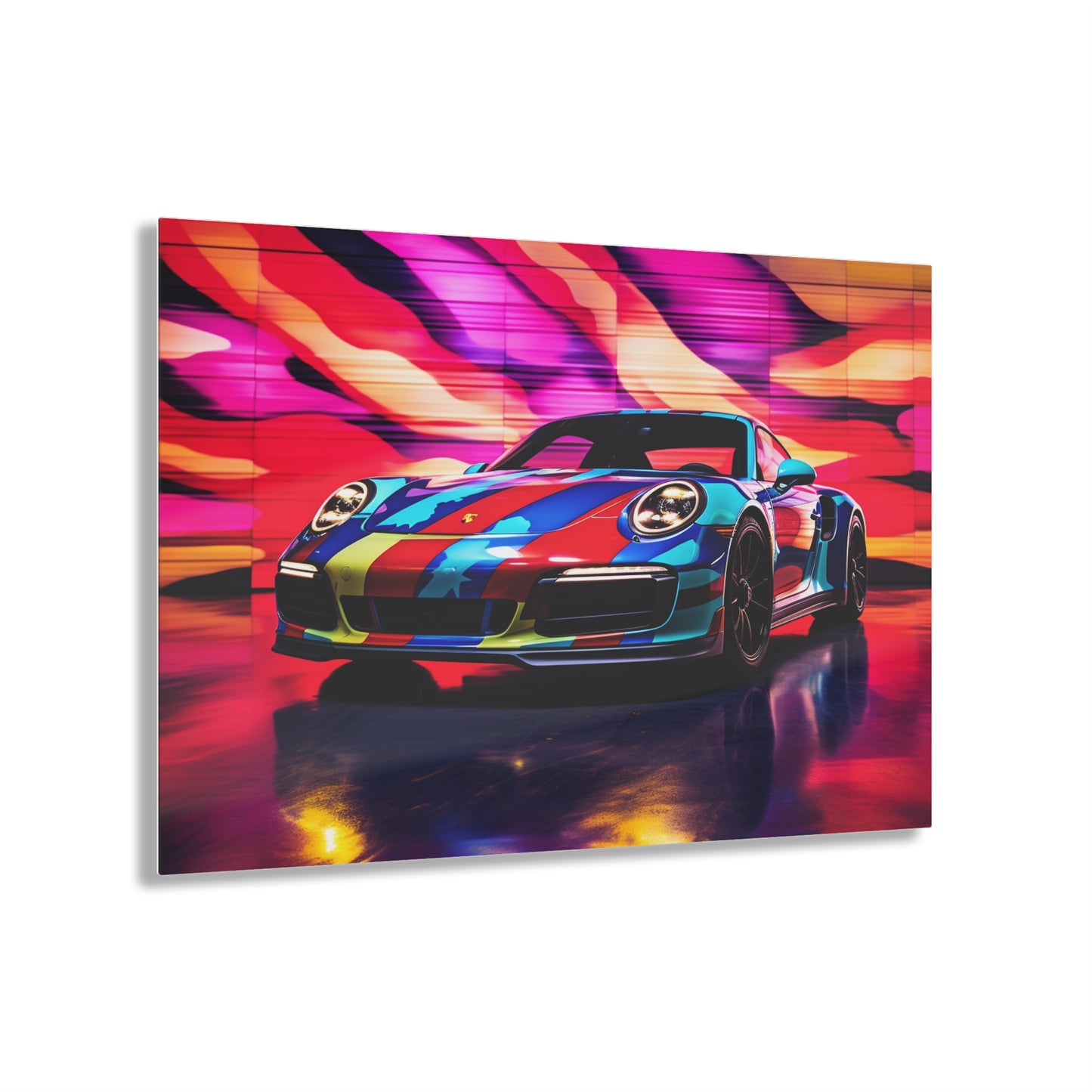 Acrylic Prints Macro American Flag Porsche 1