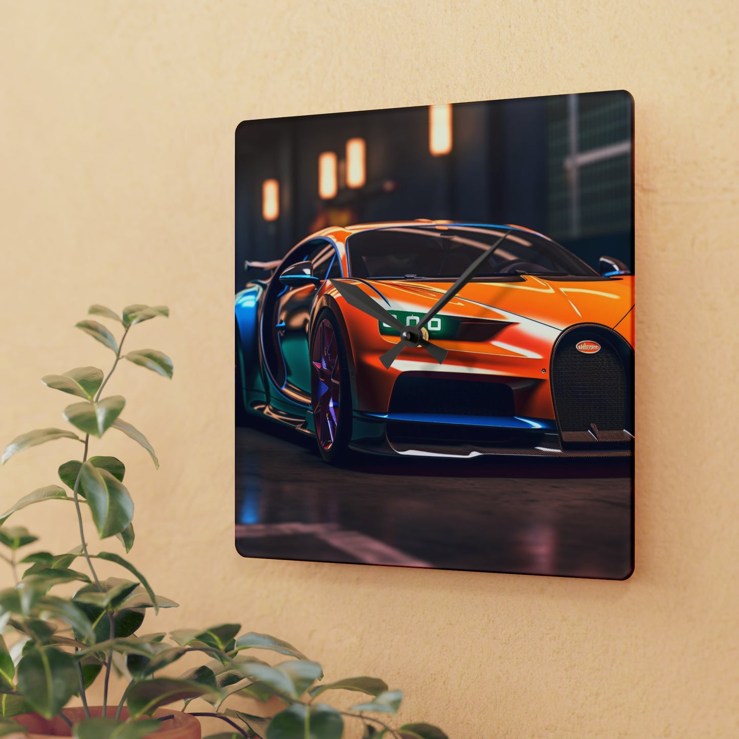 Acrylic Wall Clock Hyper Bugatti Neon Chiron 1