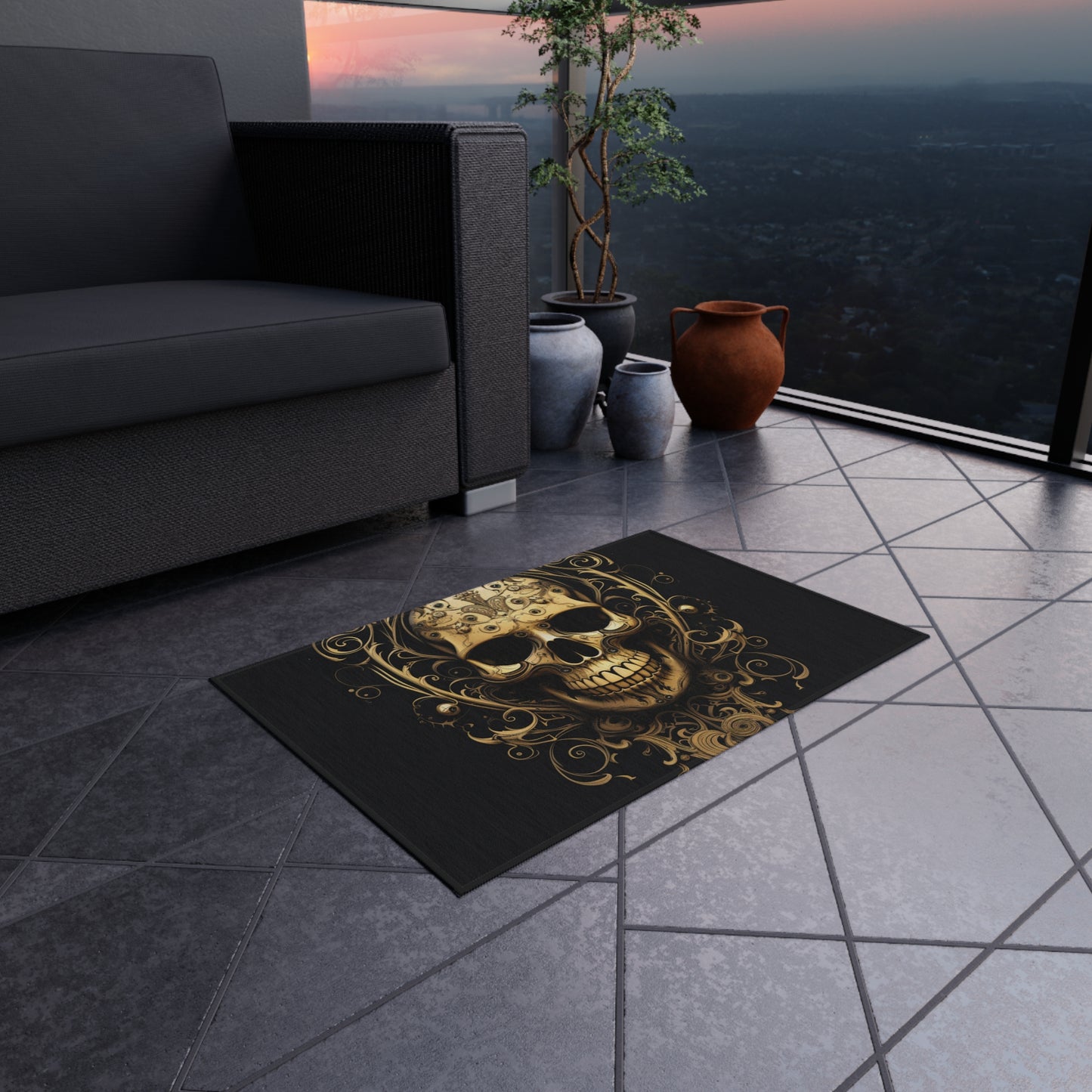 Outdoor Rug  Skull Treble Clef 3