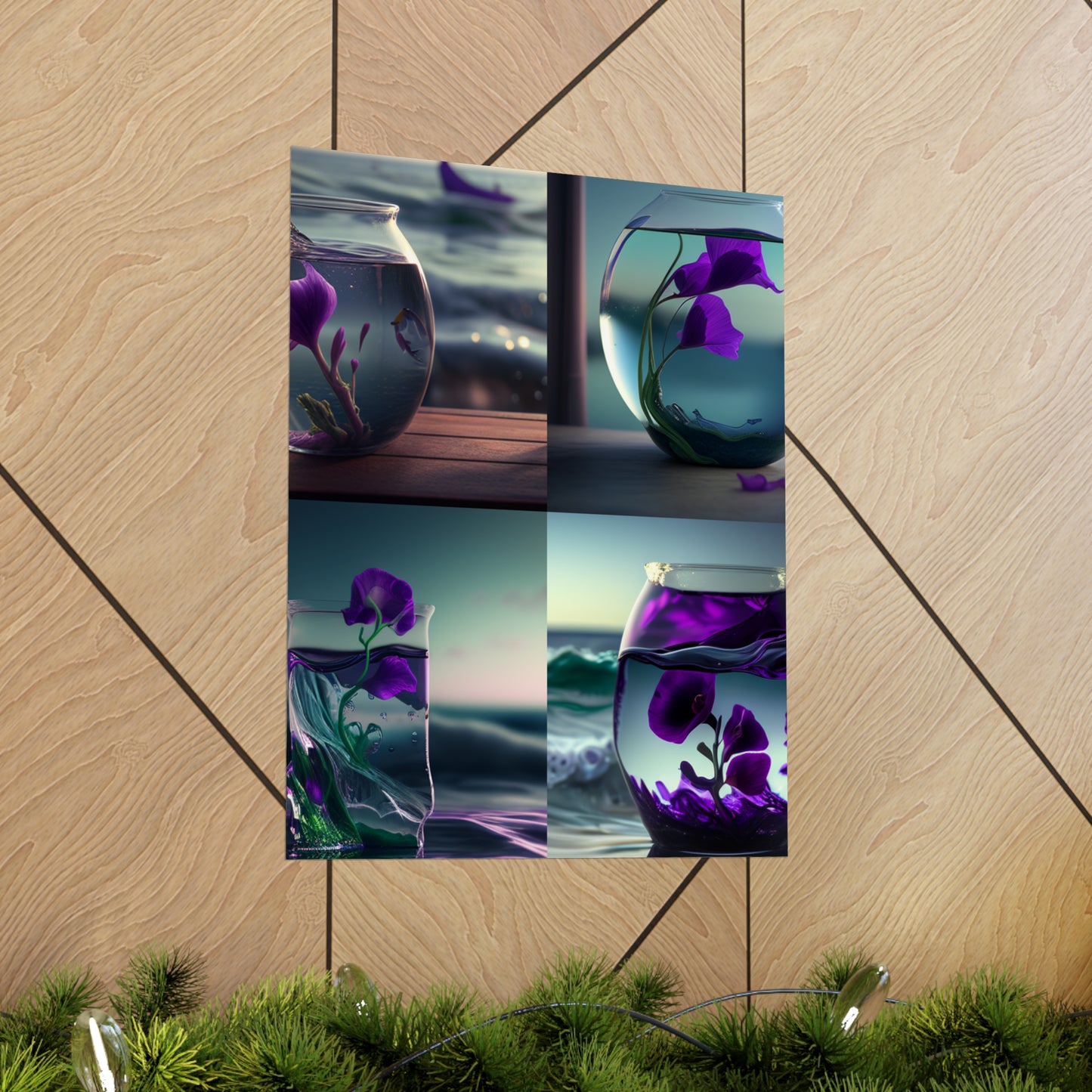 Premium Matte Vertical Posters Purple Sweet pea in a vase 5