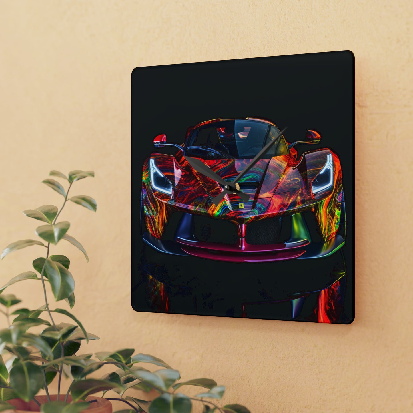 Acrylic Wall Clock Ferrari Neon 3