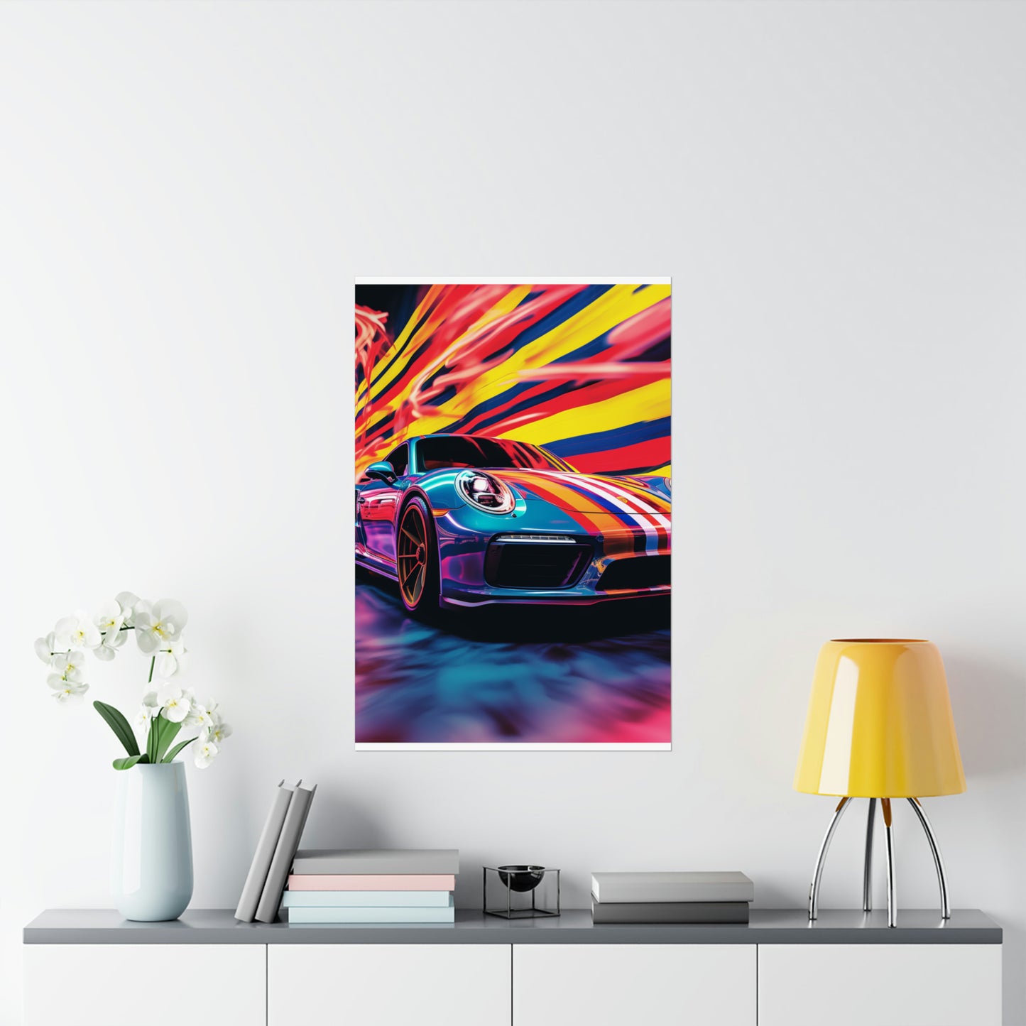 Premium Matte Vertical Posters Macro American Flag Porsche 2