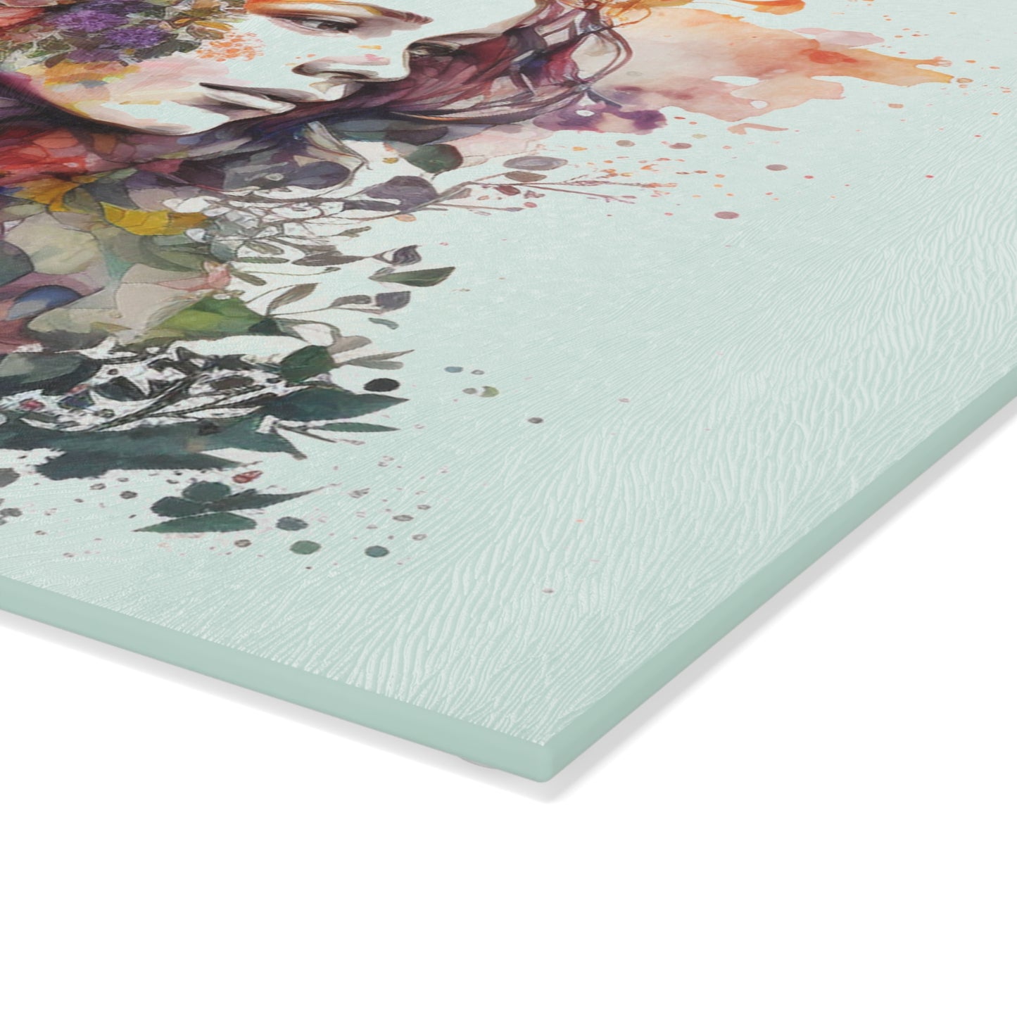 Glass Cutting Board Mother Nature Bright Spring Colors Realistic Watercolor 3