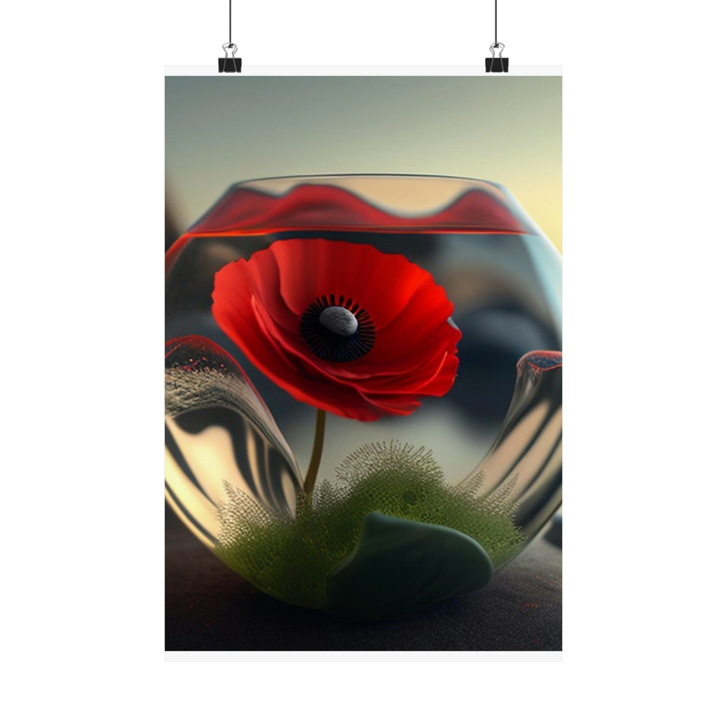 Premium Matte Vertical Posters Red Anemone in a Vase 3