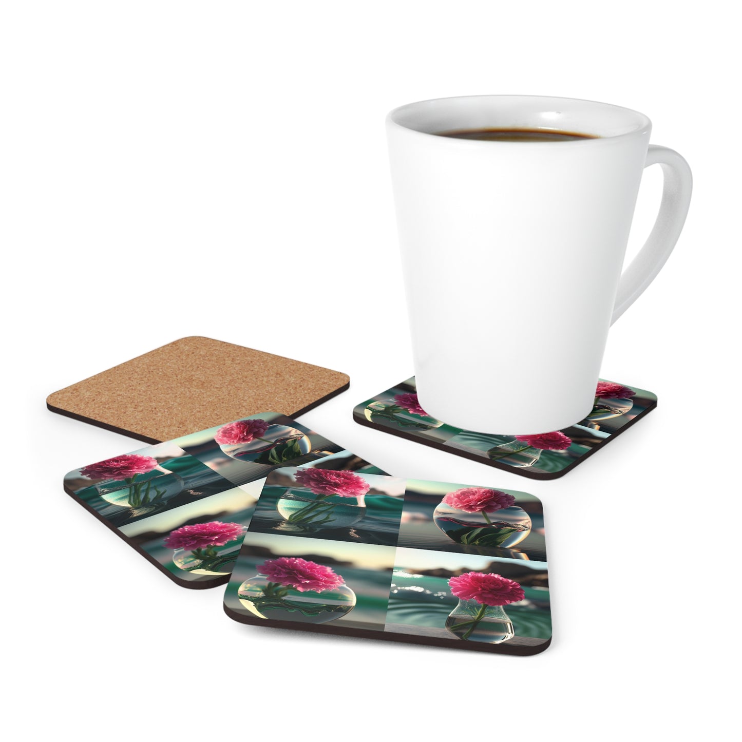 Corkwood Coaster Set Carnation 5