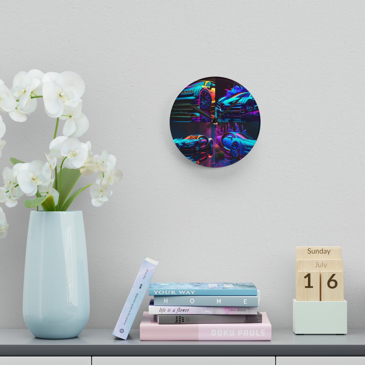 Acrylic Wall Clock Bugatti Neon Chiron 5