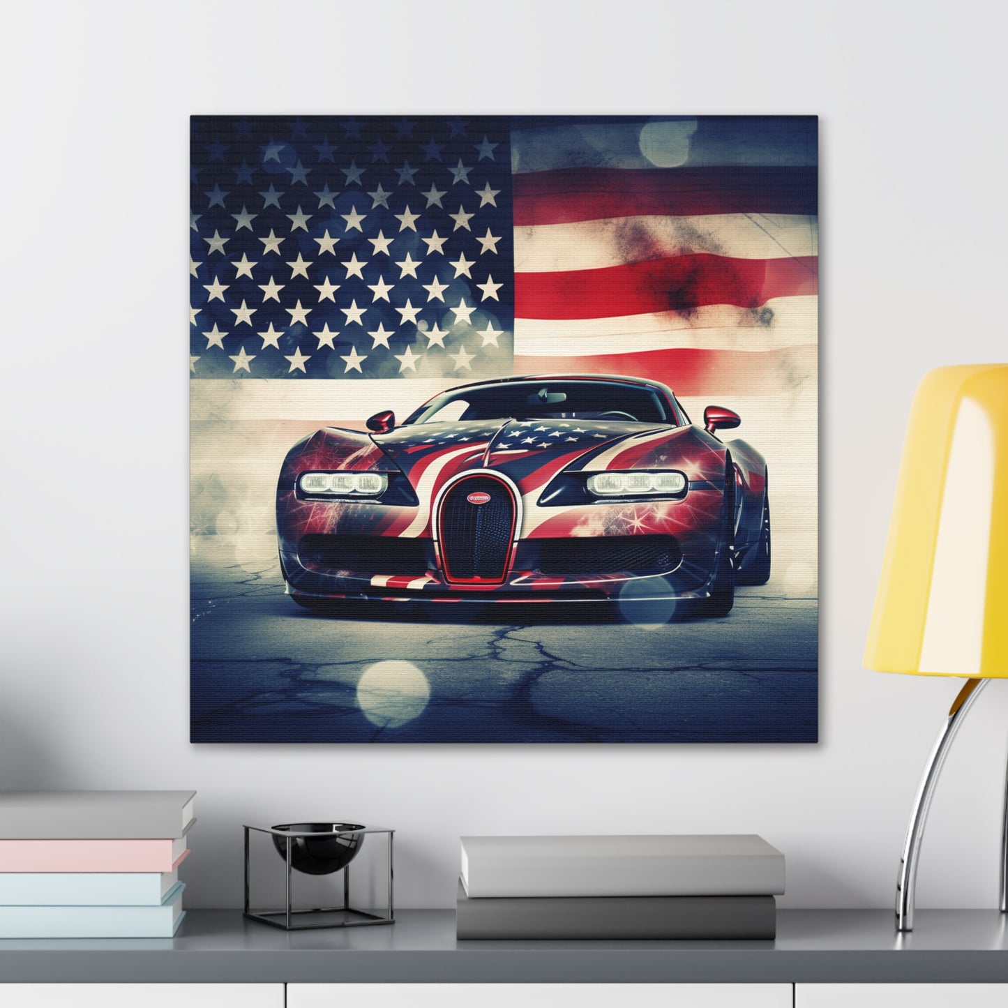 Canvas Gallery Wraps Abstract American Flag Background Bugatti 1