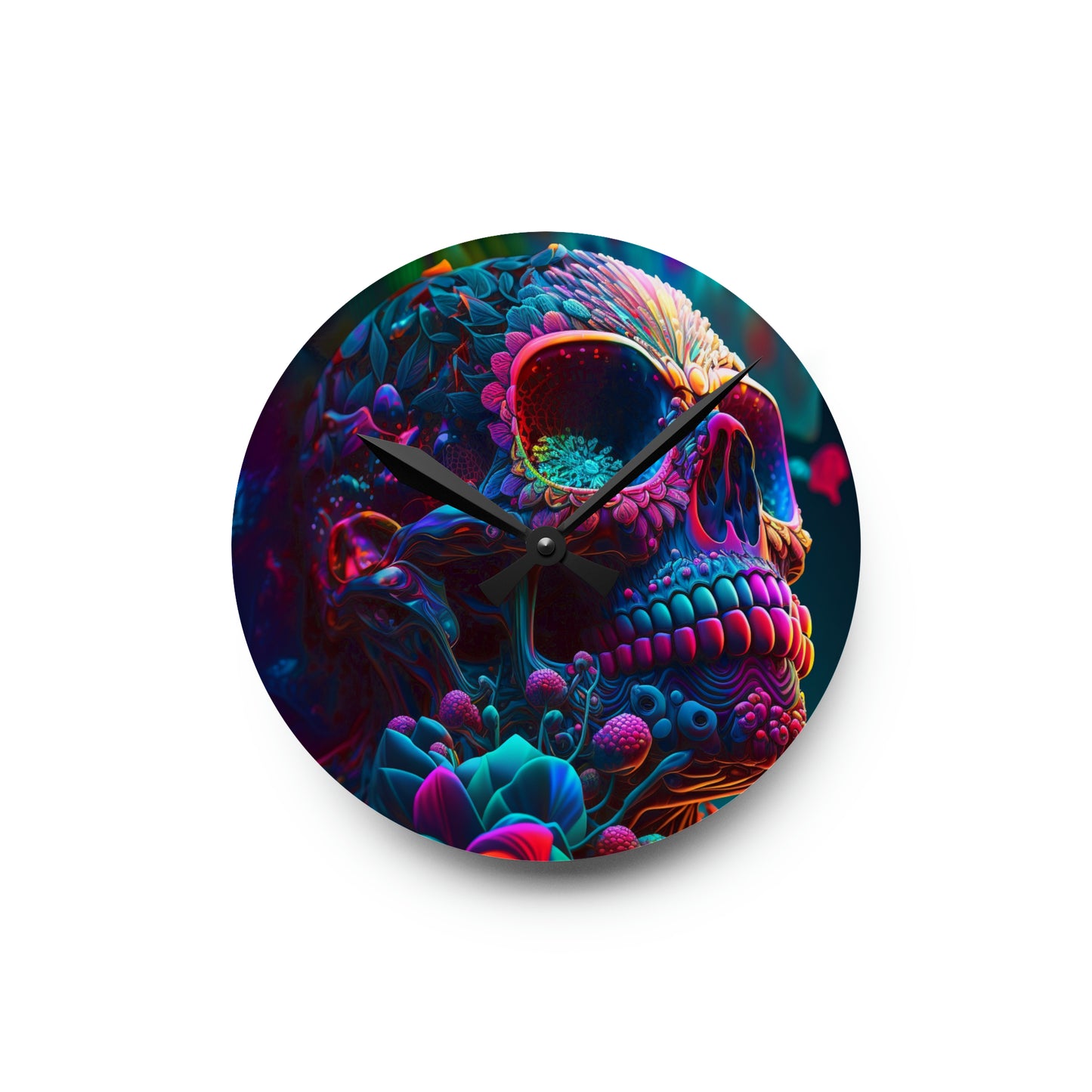 Acrylic Wall Clock Florescent Skull Death 3