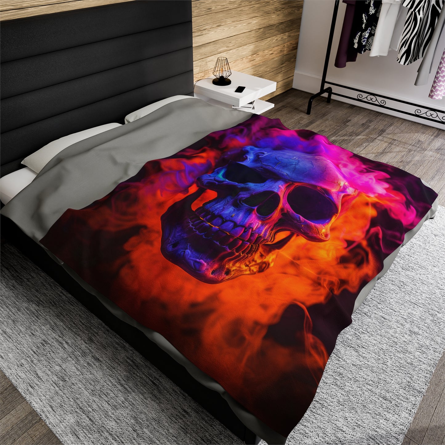 Velveteen Plush Blanket Macro Skull 4