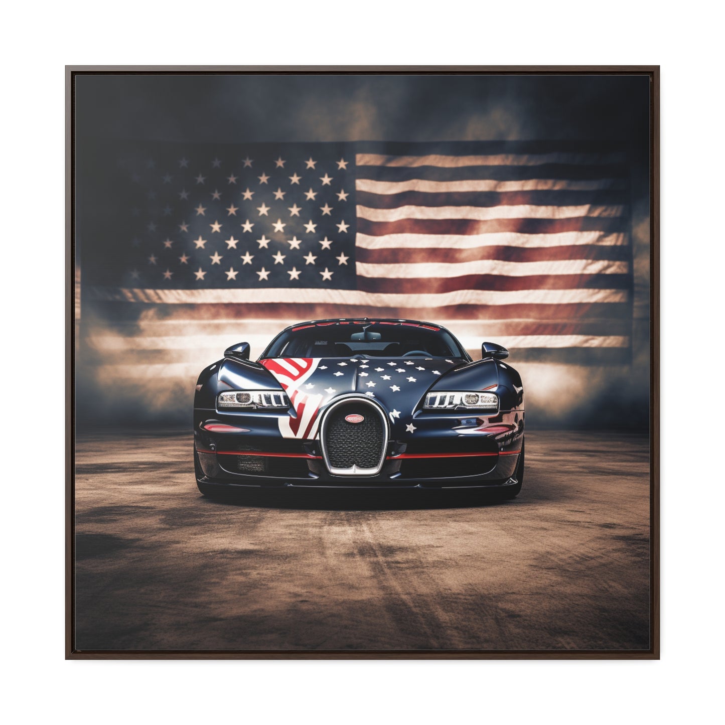Gallery Canvas Wraps, Square Frame Bugatti American Flag 2