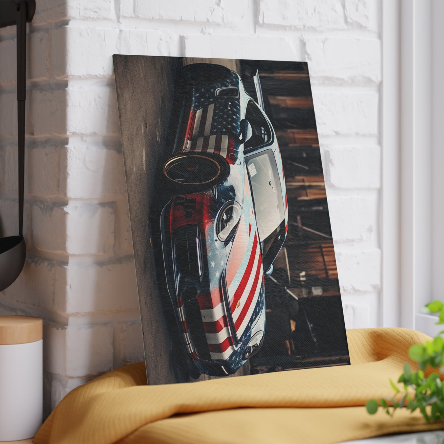 Glass Cutting Board American Flag Porsche 3