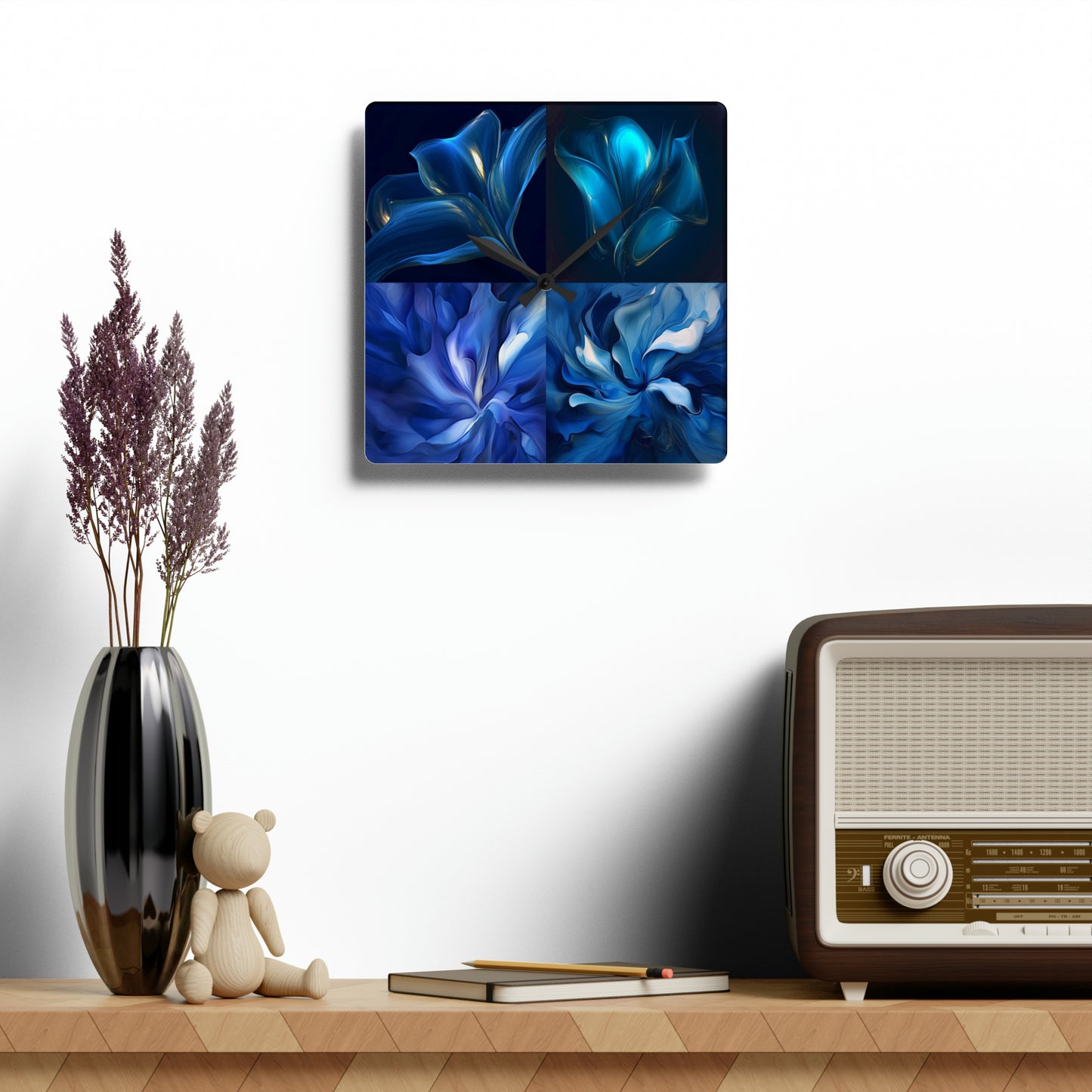 Acrylic Wall Clock Abstract Blue Tulip 5