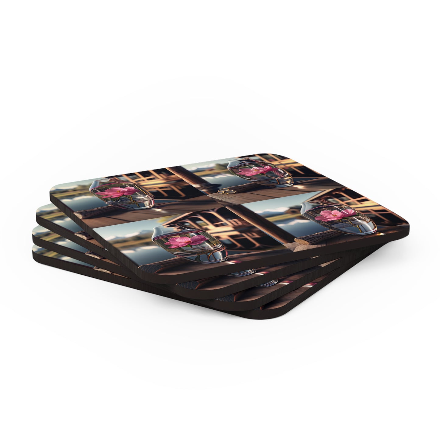 Corkwood Coaster Set Pink Magnolia 5